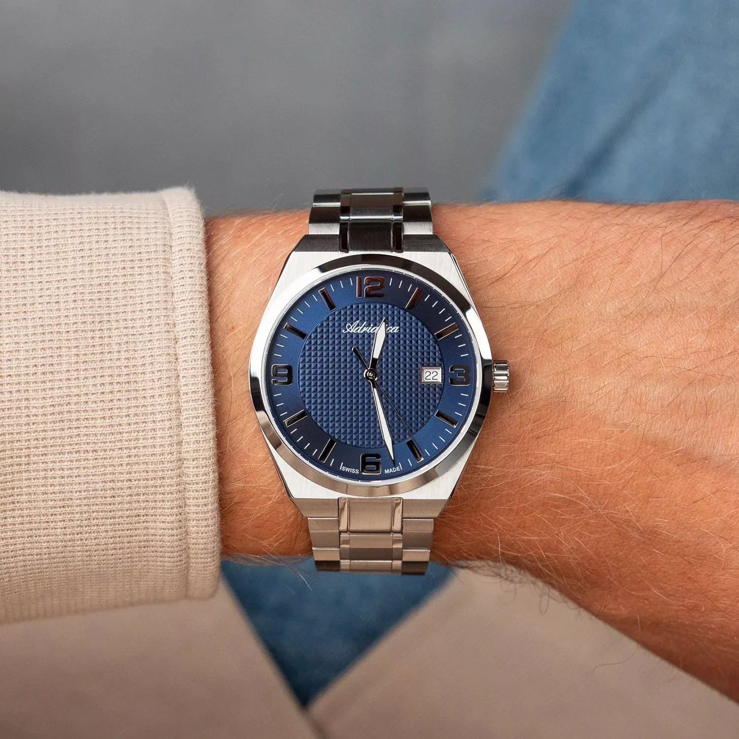 Men Quartz Blue Dial Analog Stainless Steel Watch A8343.5155Q - Image 4