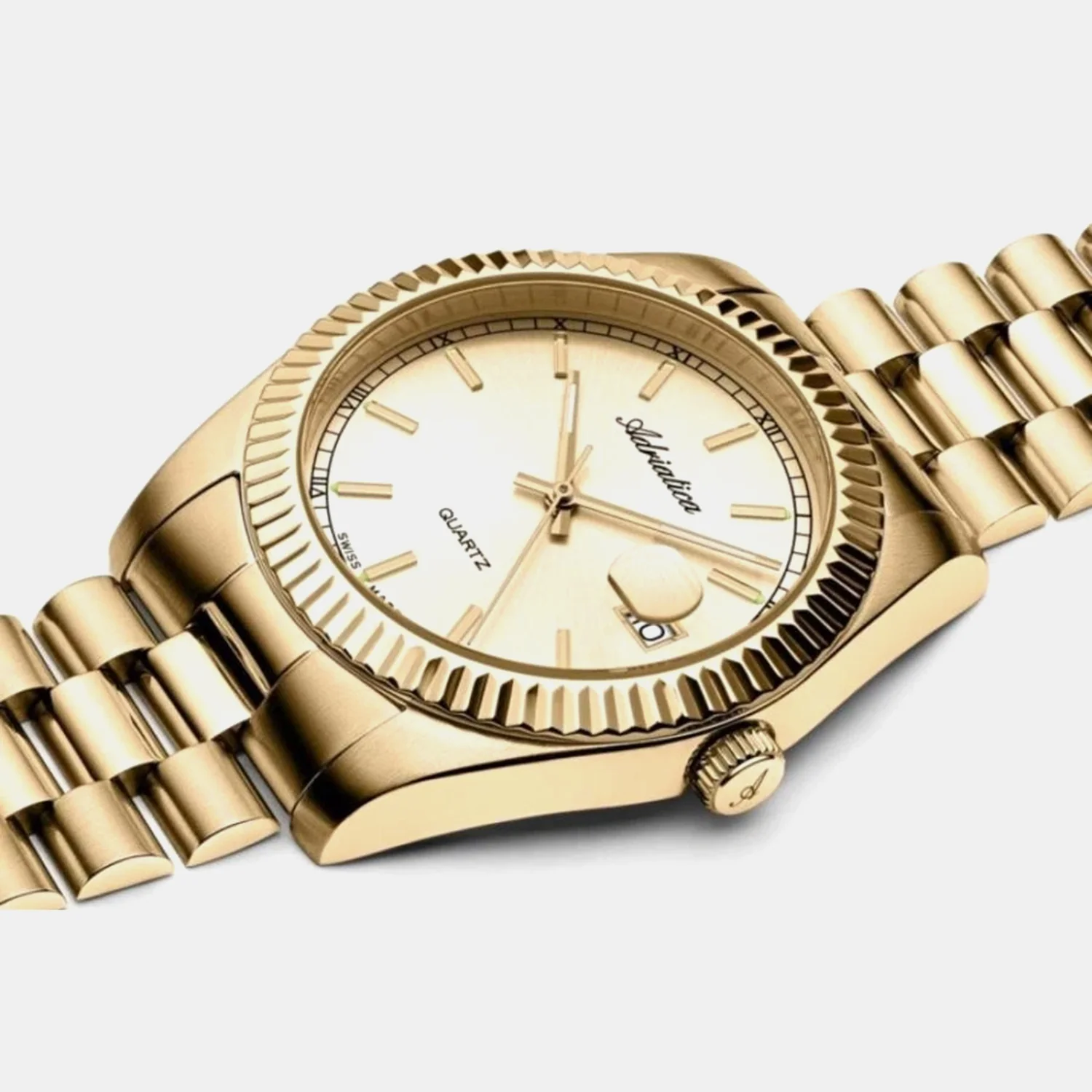 Men Quartz Champagne Dial Analog Stainless Steel Watch A1090.1111Q - Image 2