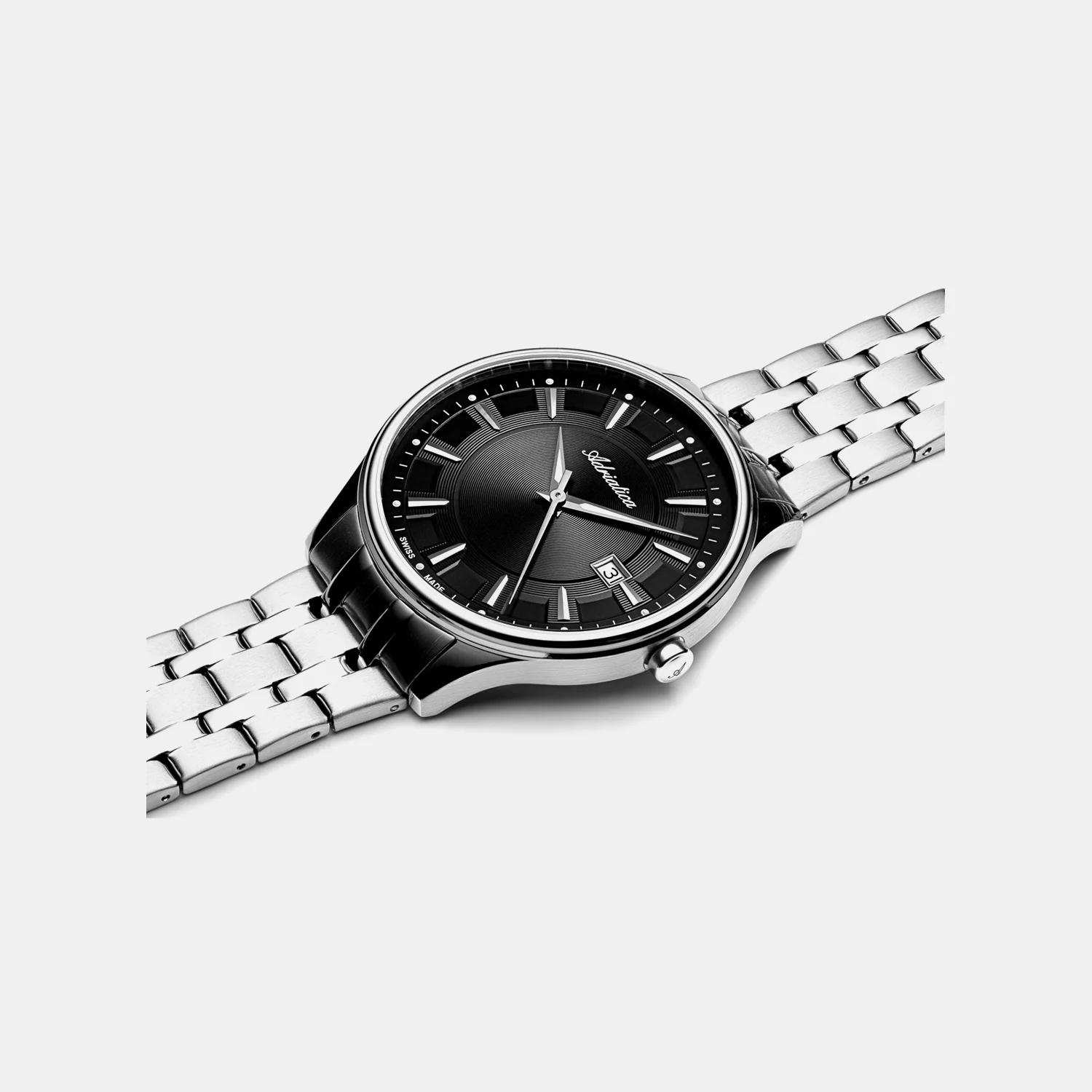 Pairs Men Quartz Black Dial Analog Stainless Steel Watch A1300.5114Q - Image 2