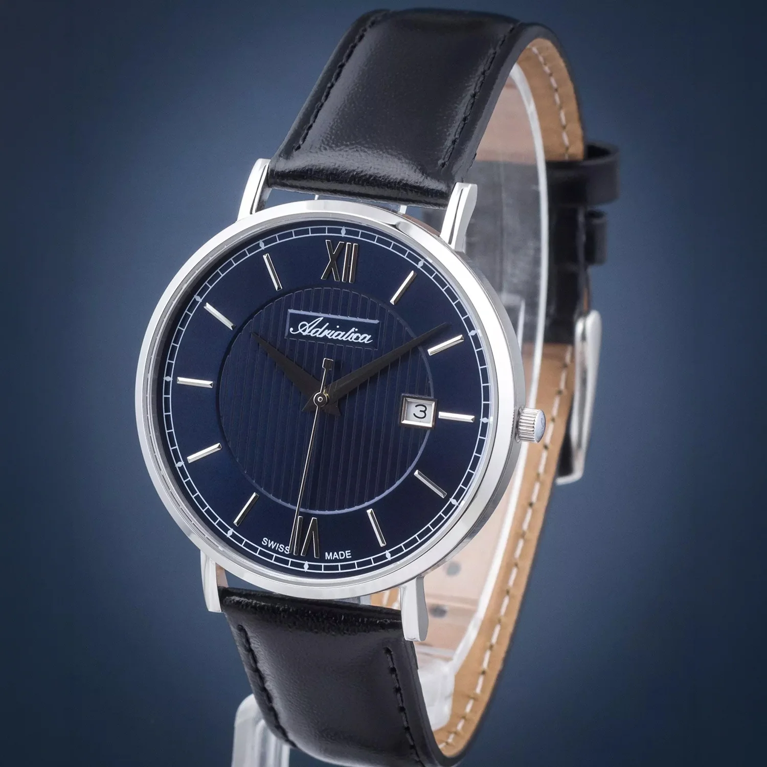 Pairs Men Quartz Blue Dial Analog Leather Watch A1294.5265Q - Image 9
