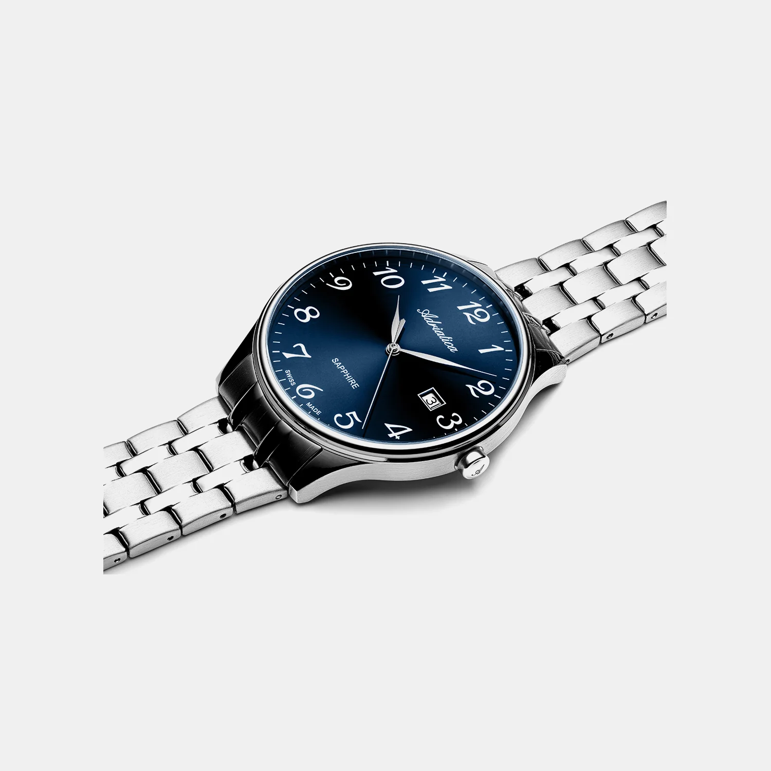 Pairs Men Quartz Blue Dial Analog Stainless Steel Watch A1300.5125Q - Image 2