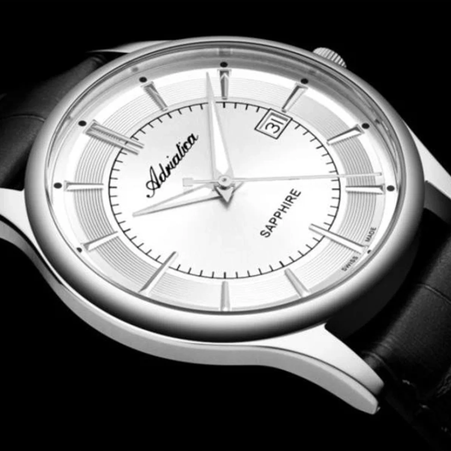 Pairs Men Quartz Silver Dial Analog Leather Watch A1296.5213Q - Image 5