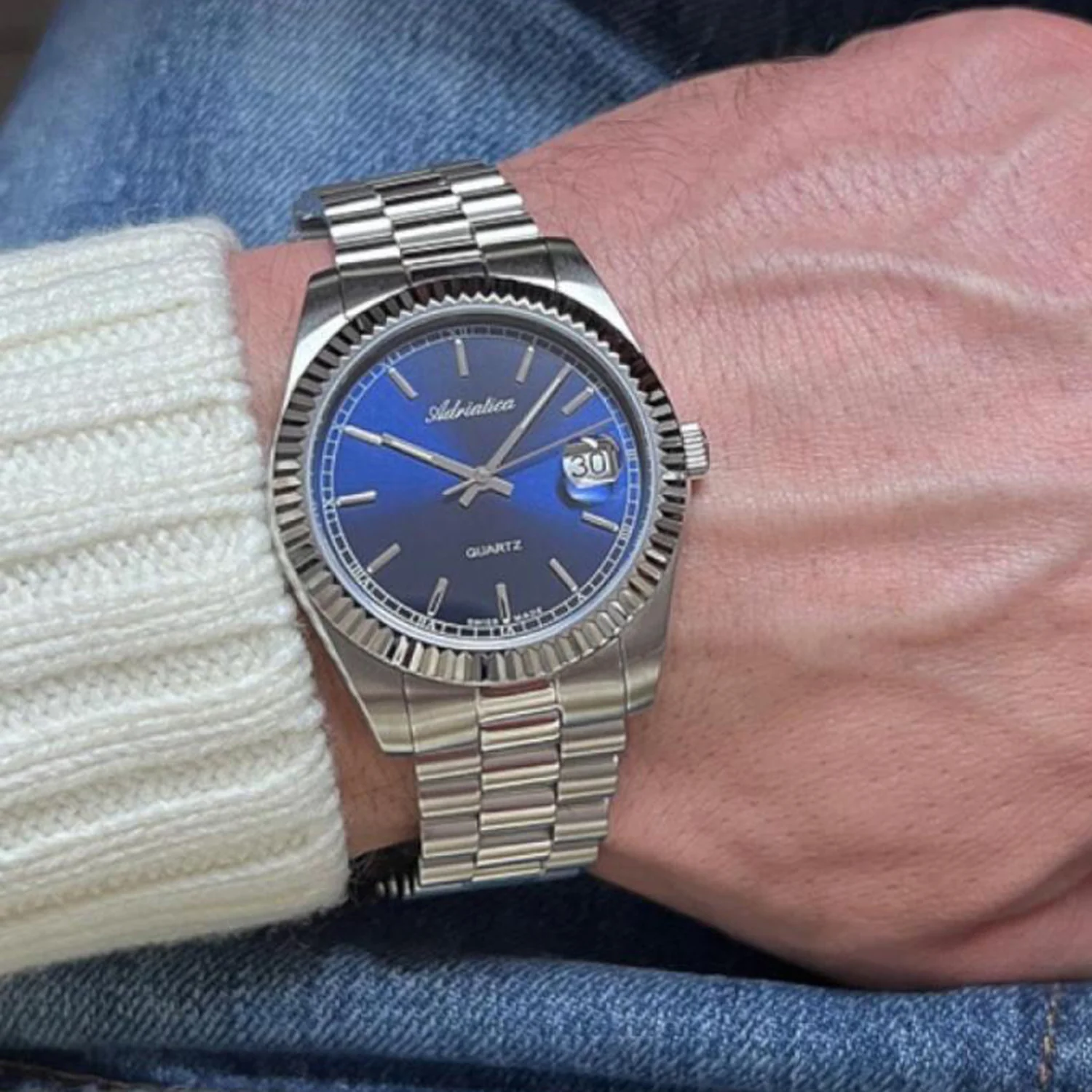 Premiere Men Quartz Blue Dial Analog Stainless Steel Watch A1090.5115Q - Image 3