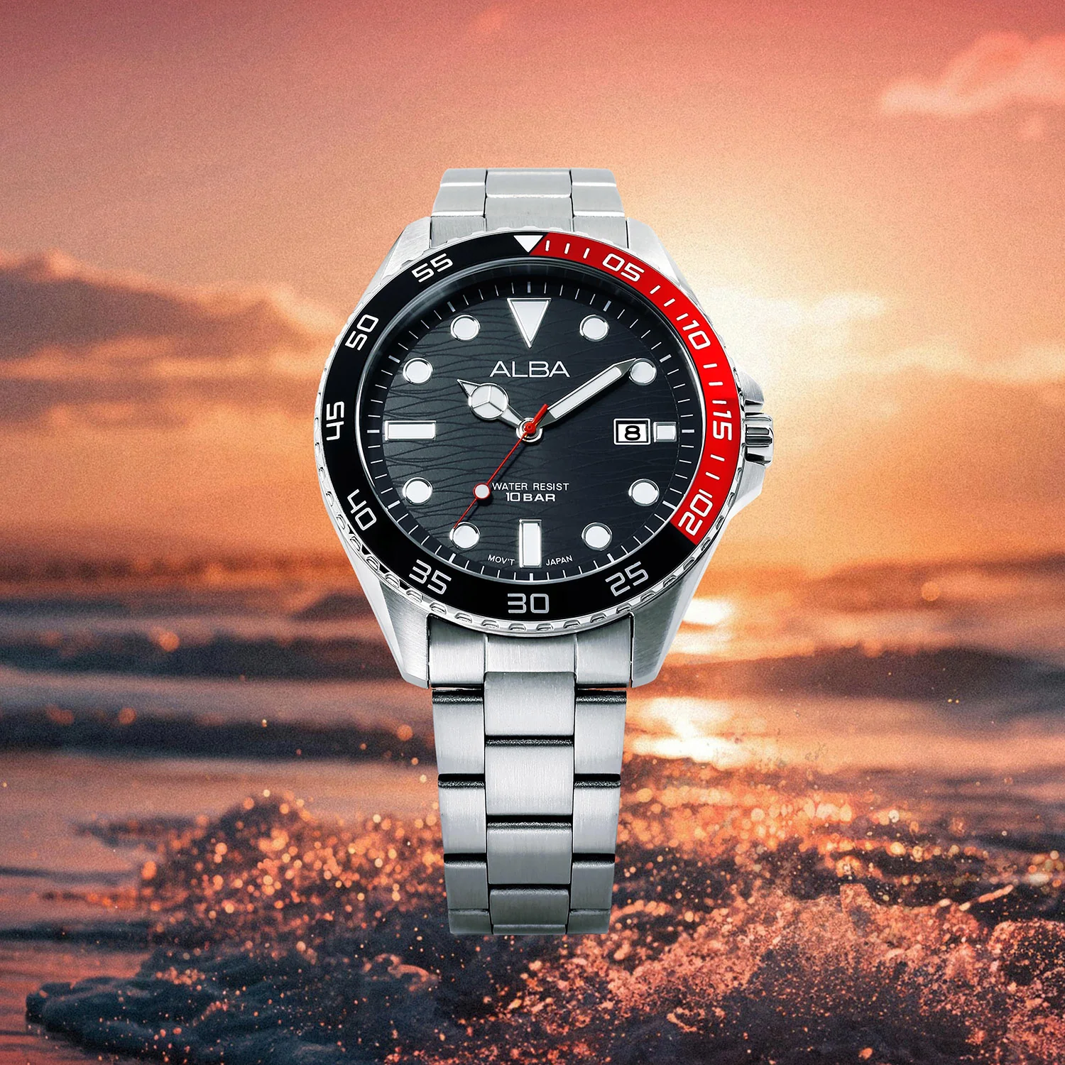 Active Men Quartz Black Dial Analog Stainless Steel Watch AS9V55X1 - Image 4