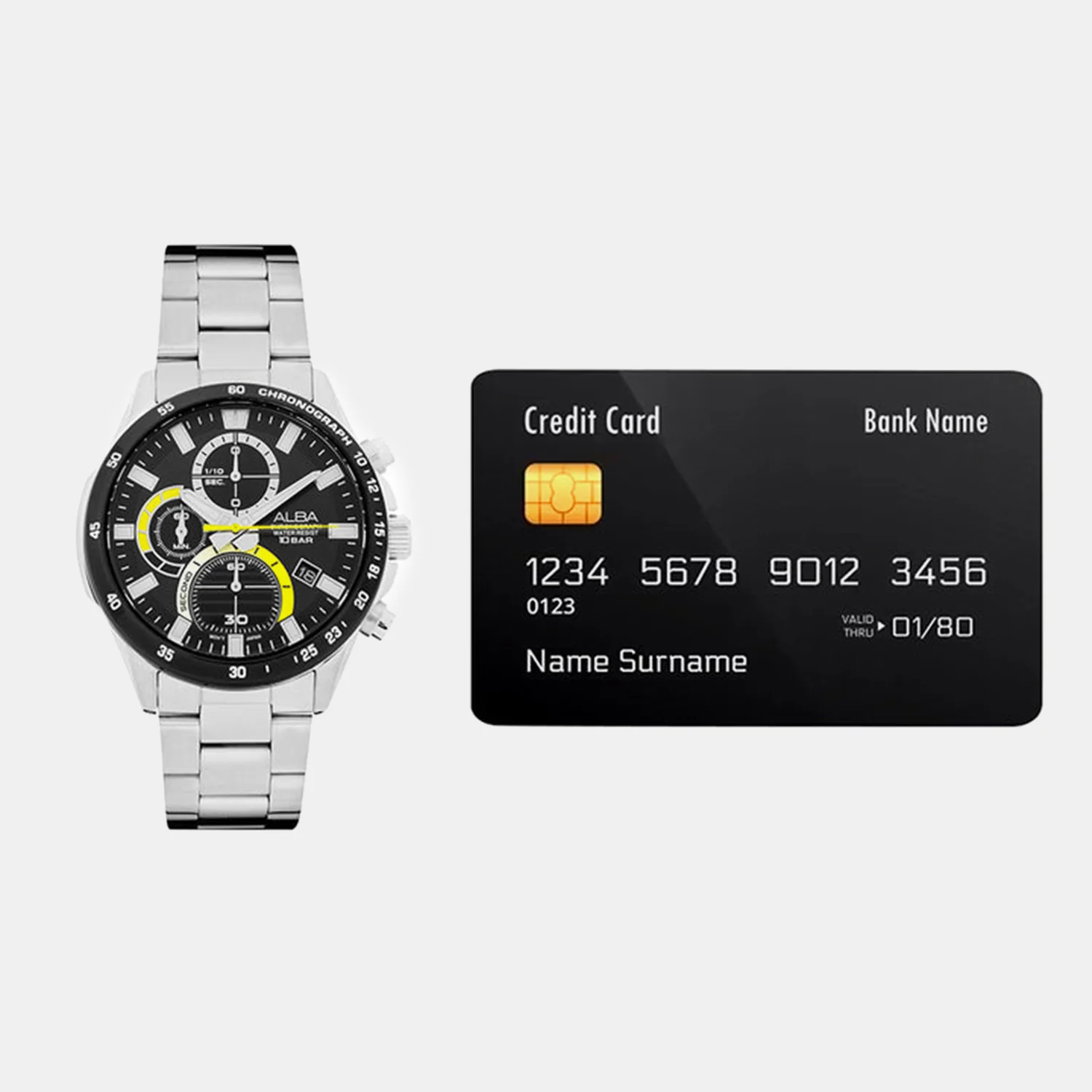 Active Men Quartz Black Dial Chronograph Stainless Steel Watch AM3963X1 - Image 5
