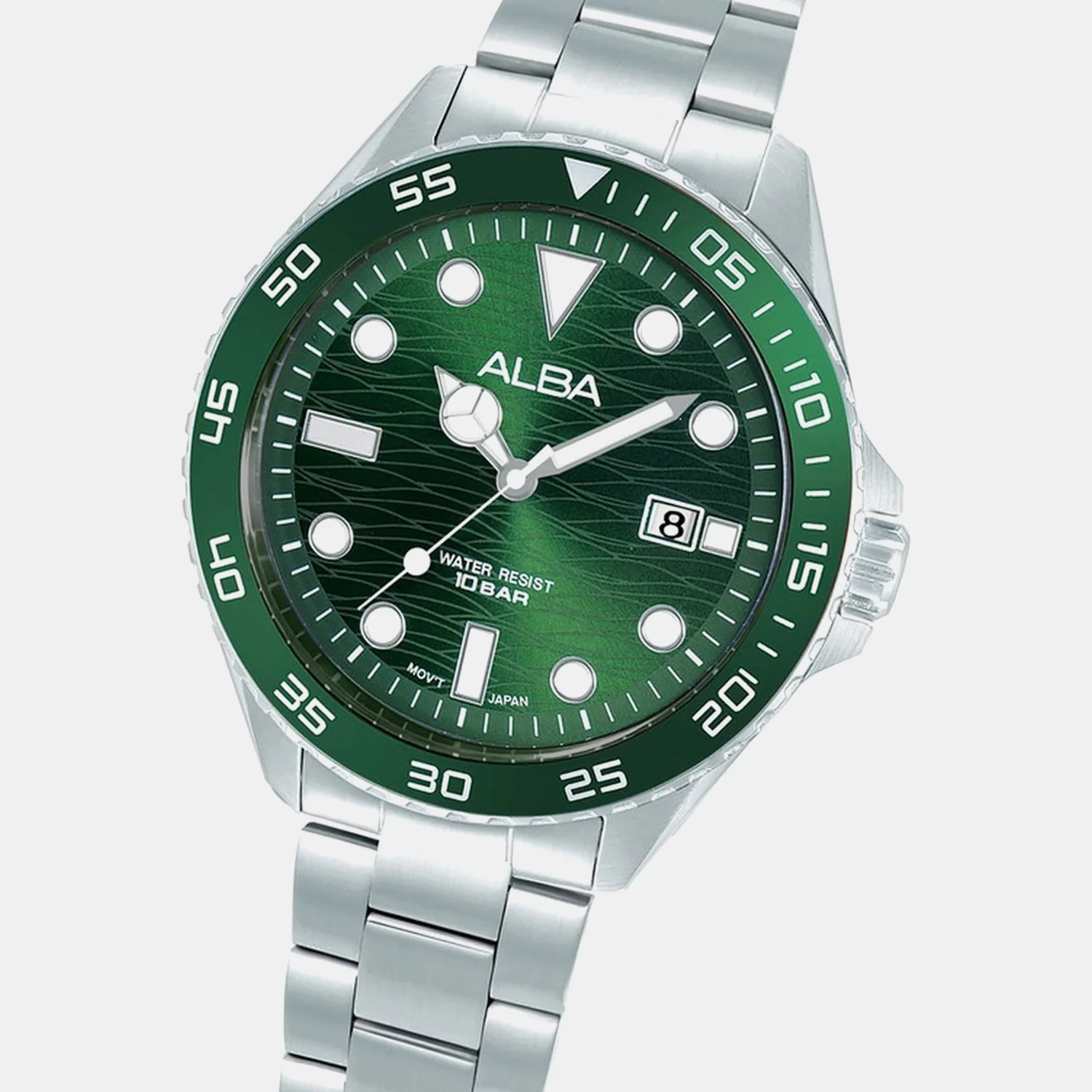 Active Men Quartz Green Dial Analog Stainless Steel Watch AS9V59X1 - Image 2