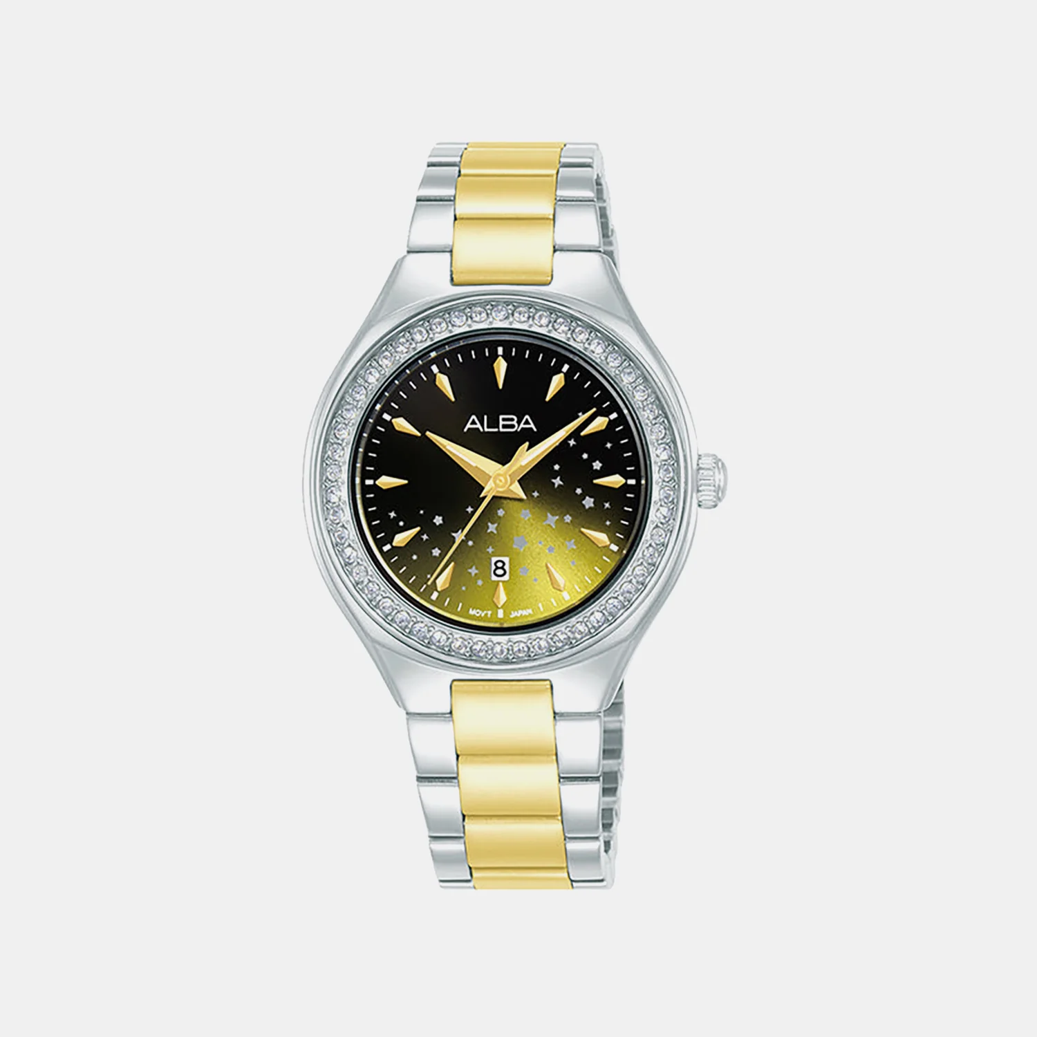 Fashion Celestia Women Quartz Dual Tone Gradation Dial Analog Stainless Steel Watch AH7ET7X1