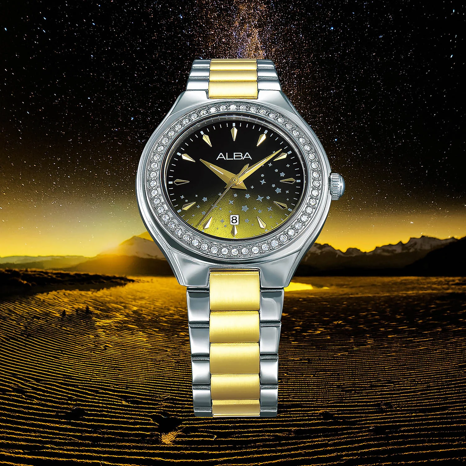 Fashion Celestia Women Quartz Dual Tone Gradation Dial Analog Stainless Steel Watch AH7ET7X1 - Image 5