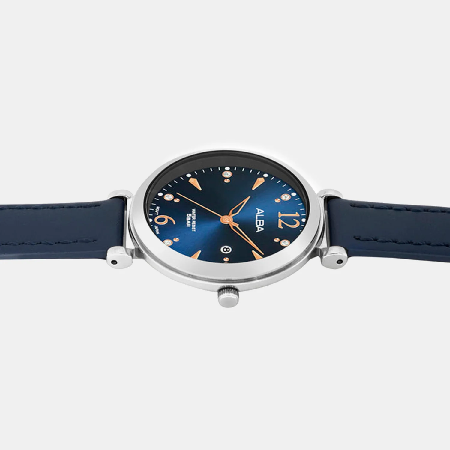 Fashion Women Quartz Blue Dial Analog Leather Watch AH7BW9X1 - Image 5