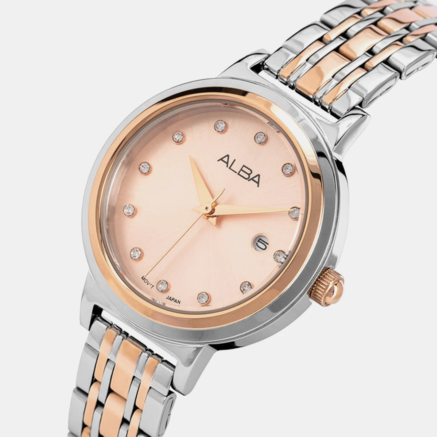 Fashion Women Quartz Peach Dial Analog Stainless Steel Watch AH7EA2X1 - Image 2