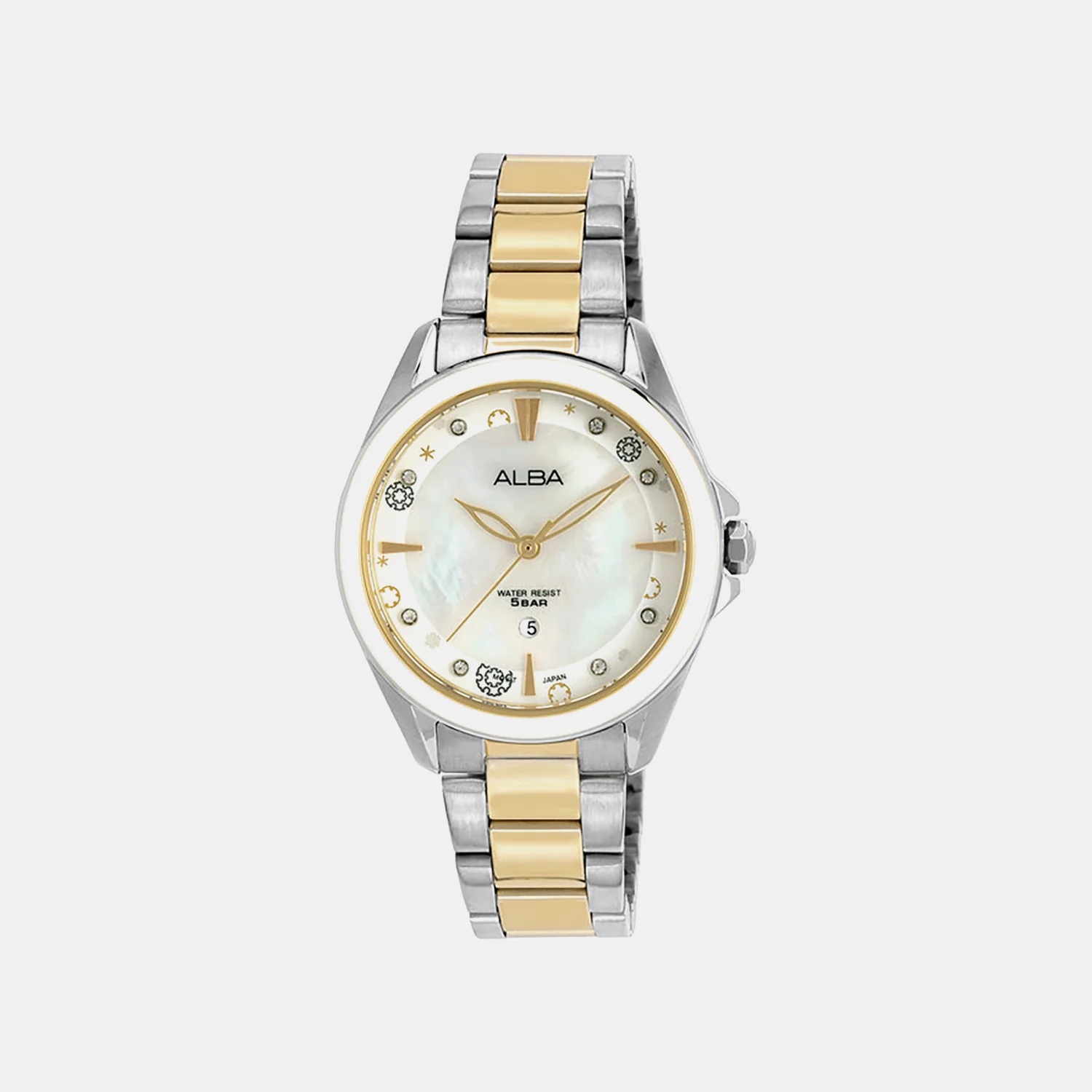 Fashion Women Quartz Mother Of Pearl Dial Analog Stainless Steel Watch AH7DV3X1