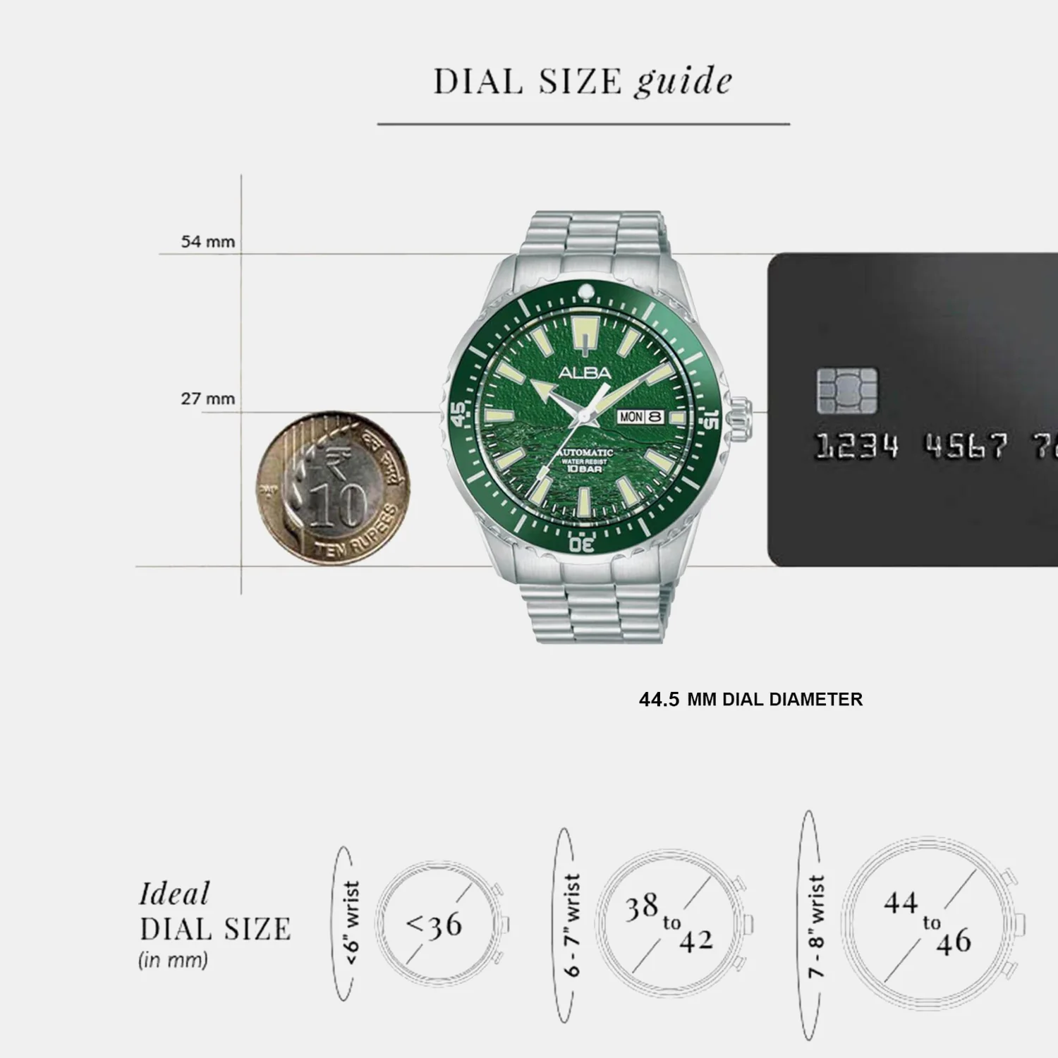 Mechanical Men Automatic Green Dial Analog Stainless Steel Watch AL4737X1 - Image 5