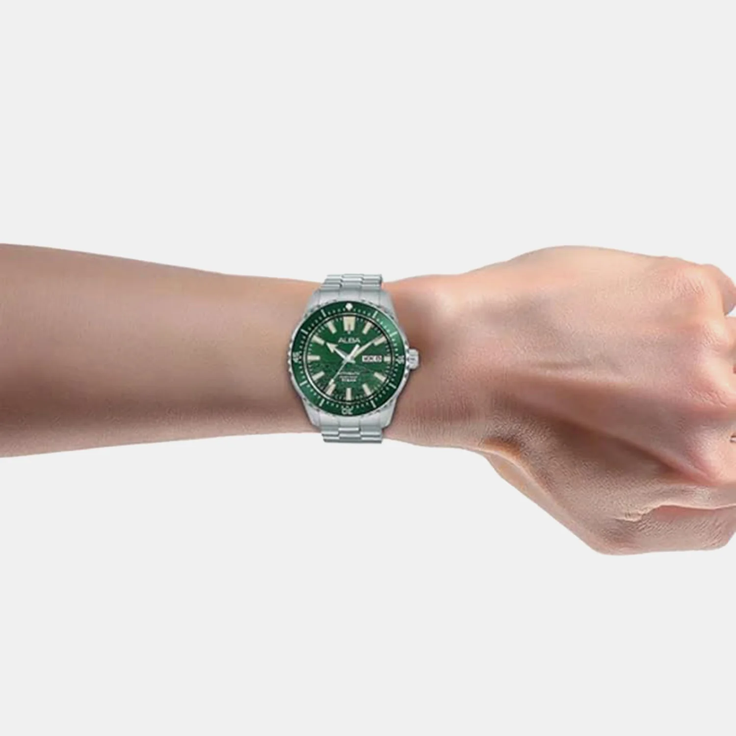 Mechanical Men Automatic Green Dial Analog Stainless Steel Watch AL4737X1 - Image 6