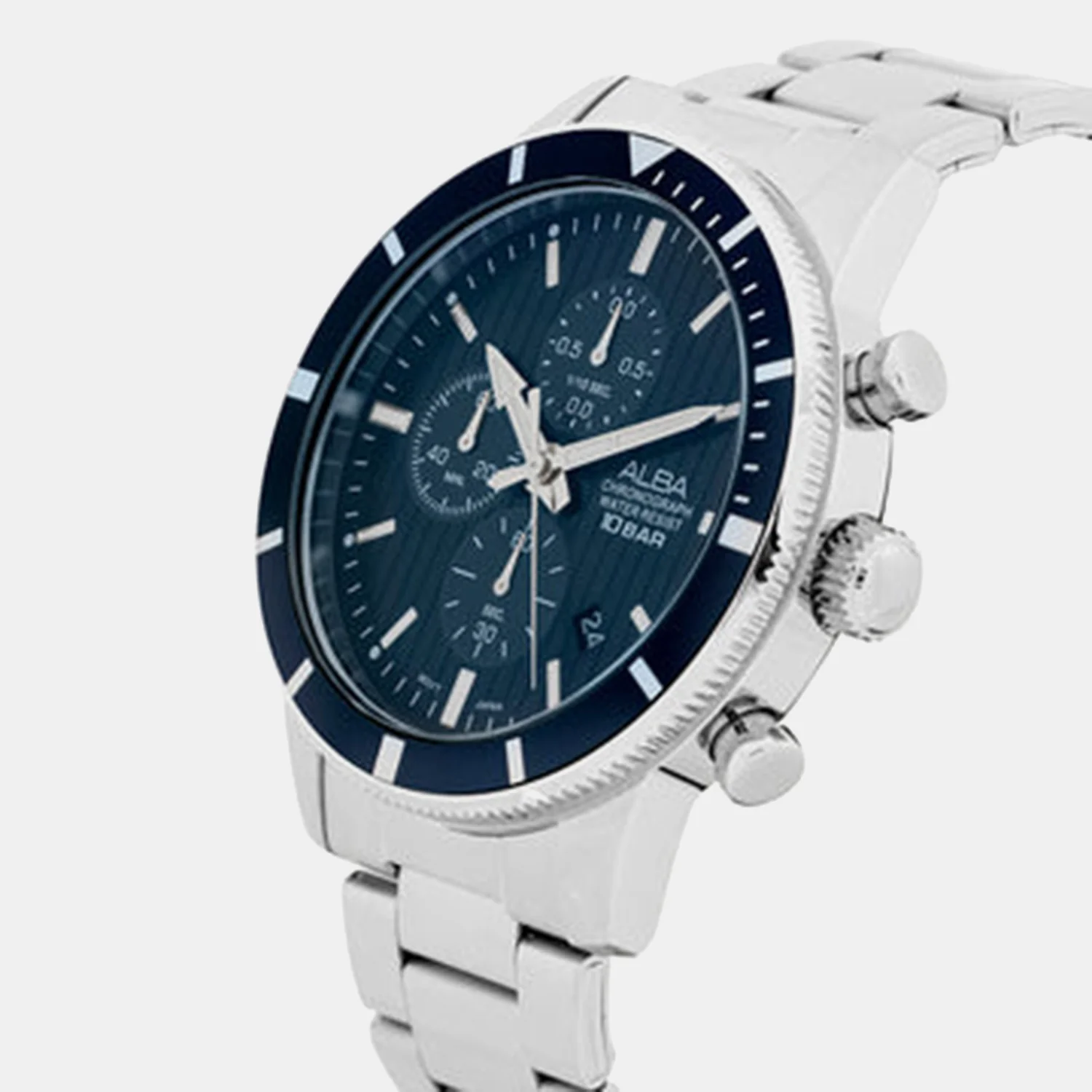 Men Quartz Blue Dial Chronograph Stainless Steel Watch AM3955X1 - Image 3