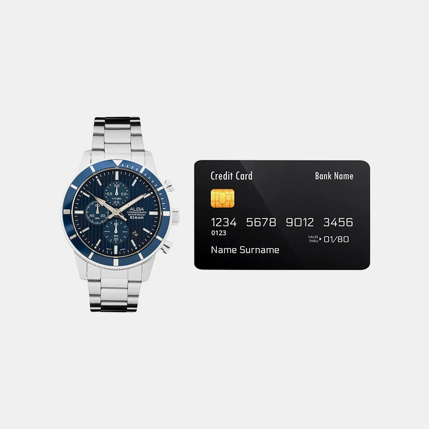 Men Quartz Blue Dial Chronograph Stainless Steel Watch AM3955X1 - Image 5