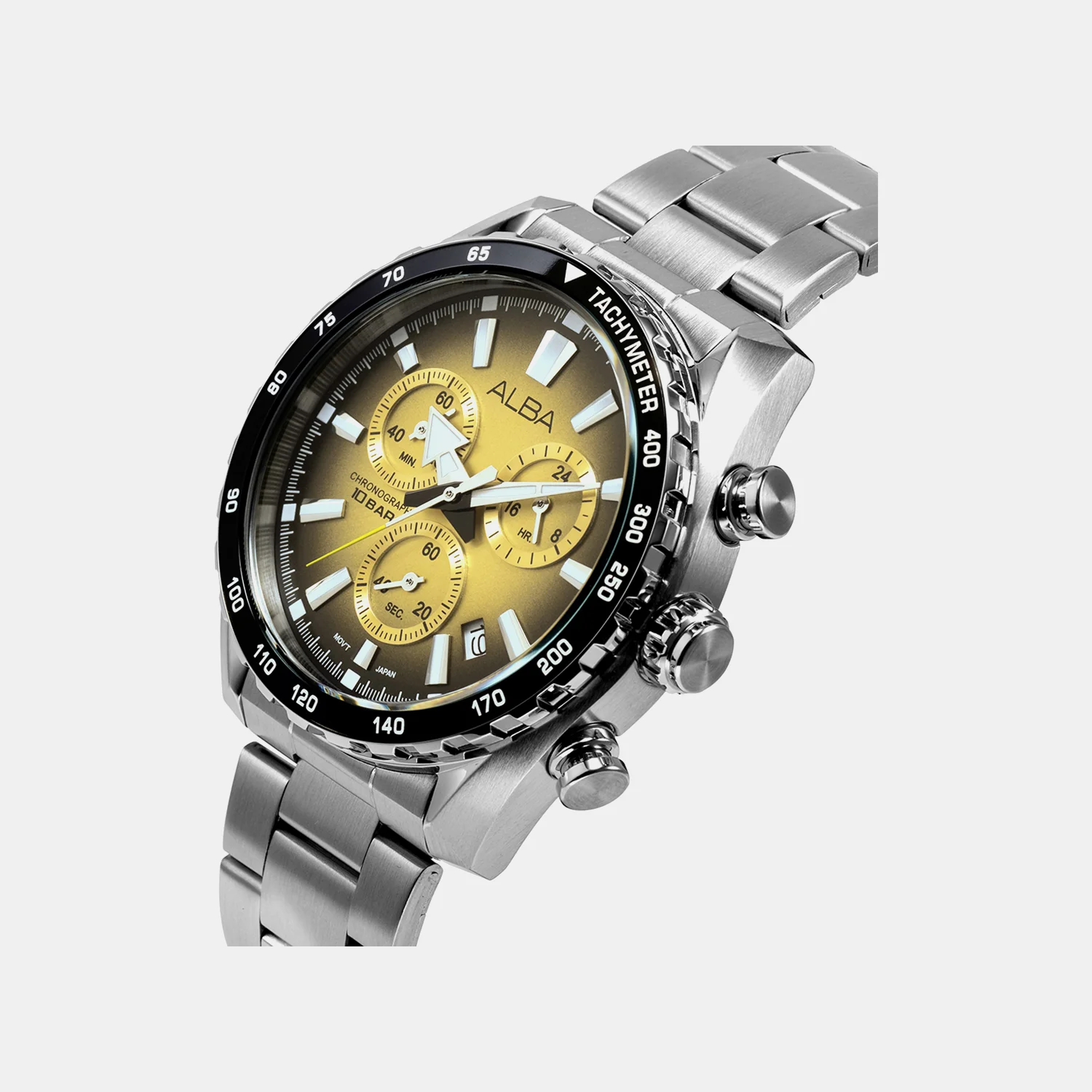Men Quartz Metallic Gold Dial Chronograph Steel Watch AX7005X1 - Image 3