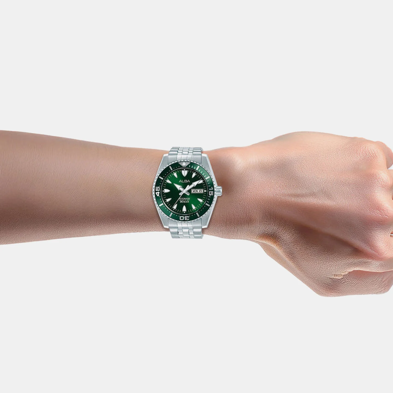 Sunburst Men Automatic Green Dial Analog Steel Watch AL4767X1 - Image 4
