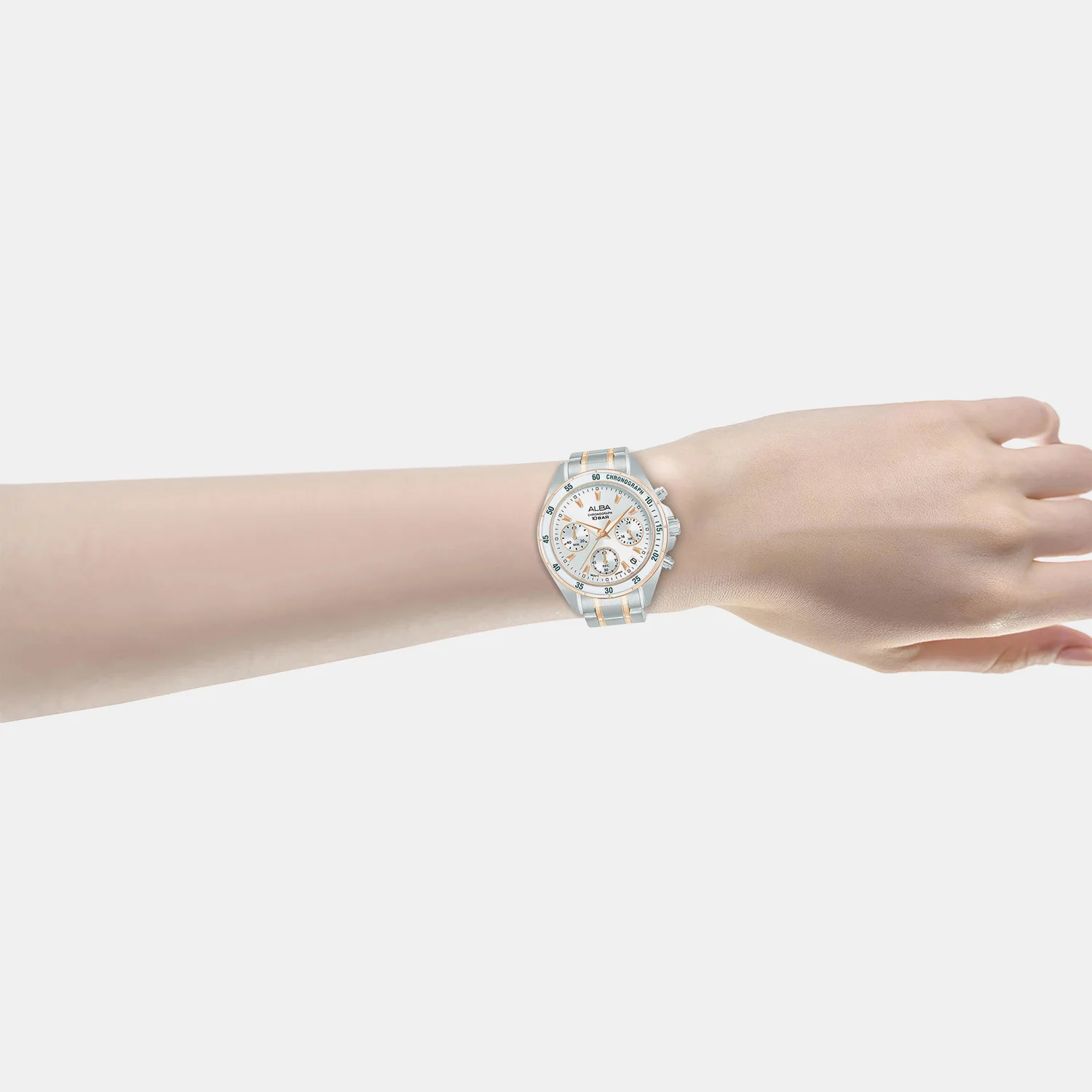 Women Quartz Silver Dial Chronograph Stainless Steel Watch AT3K90X1 - Image 4