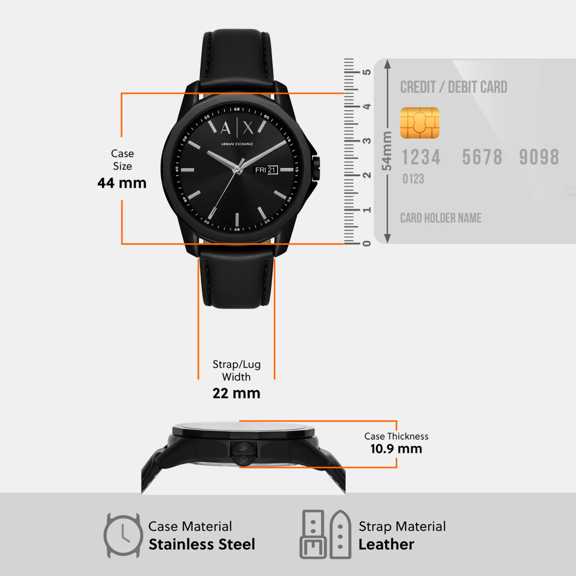 Banks Men Quartz Black Dial Analog Leather Watch AX7147SET - Image 5