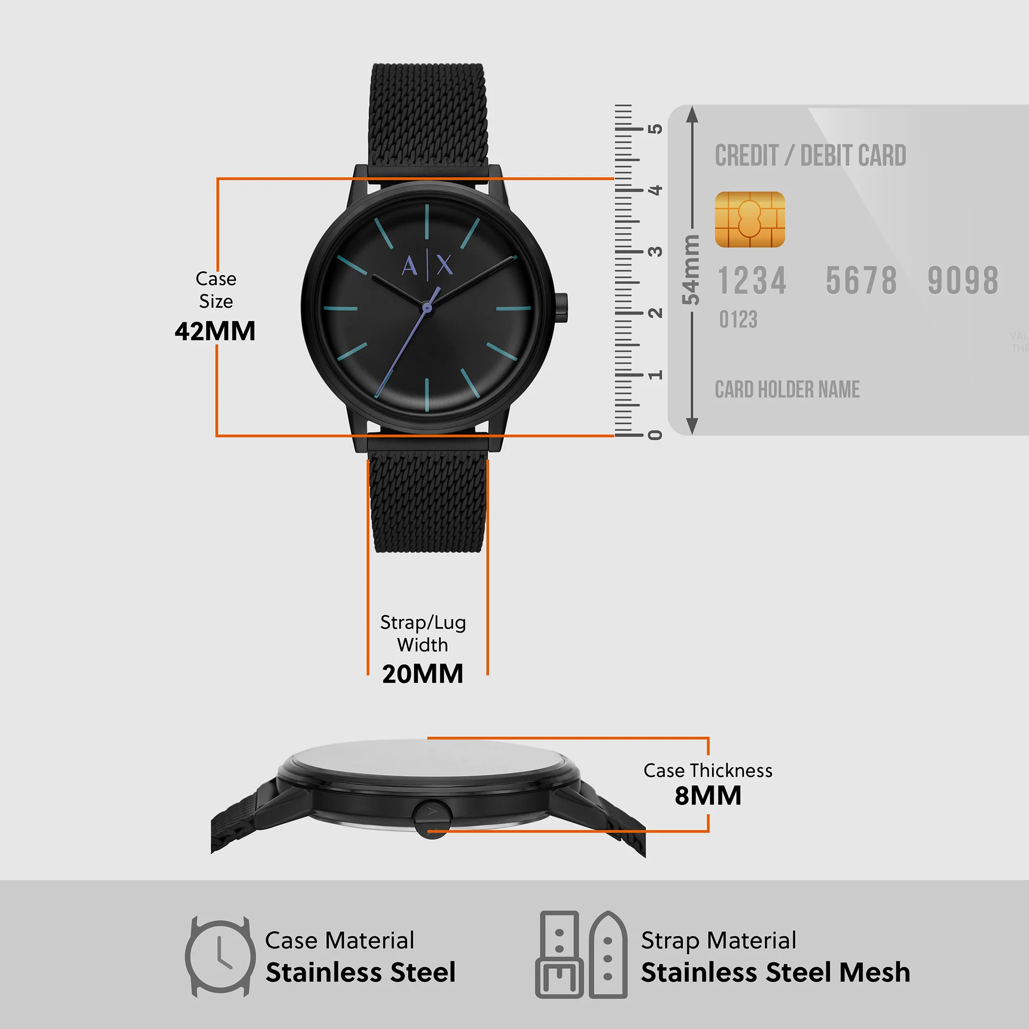 Cayde Men Quartz Black Dial Analog Stainless Steel Watch AX2760 - Image 5