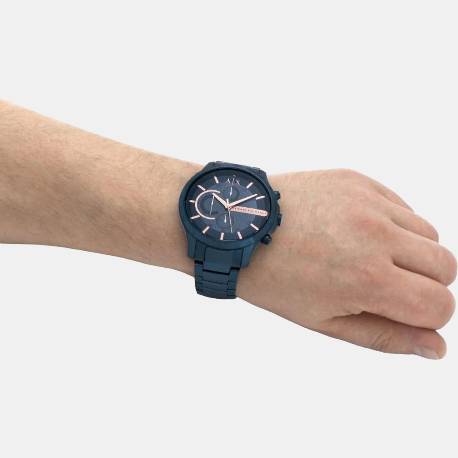 Hampton Men Quartz Blue Dial Chronograph Stainless Steel Watch AX2430 - Image 5