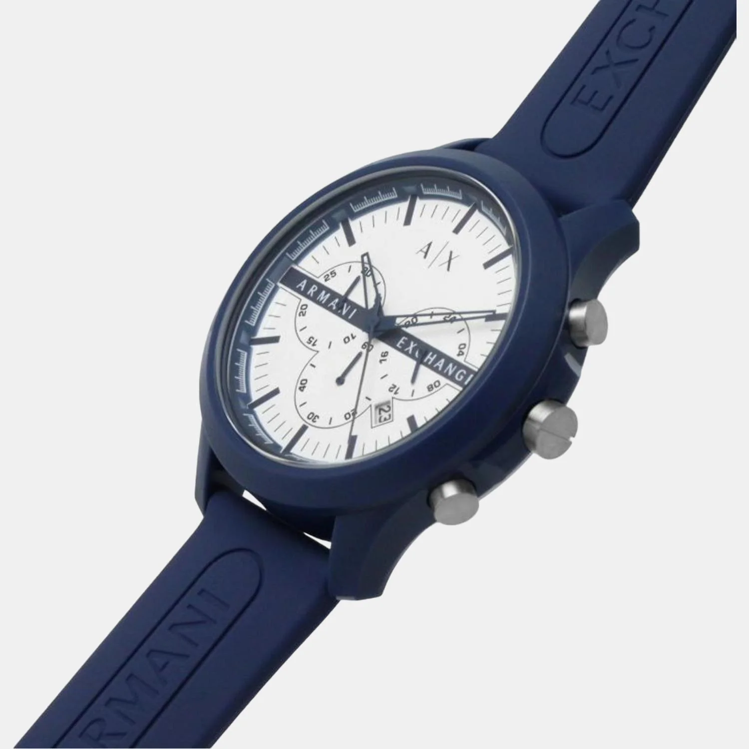 Hampton Men Quartz White Dial Chronograph Silicone Watch AX2437 - Image 4