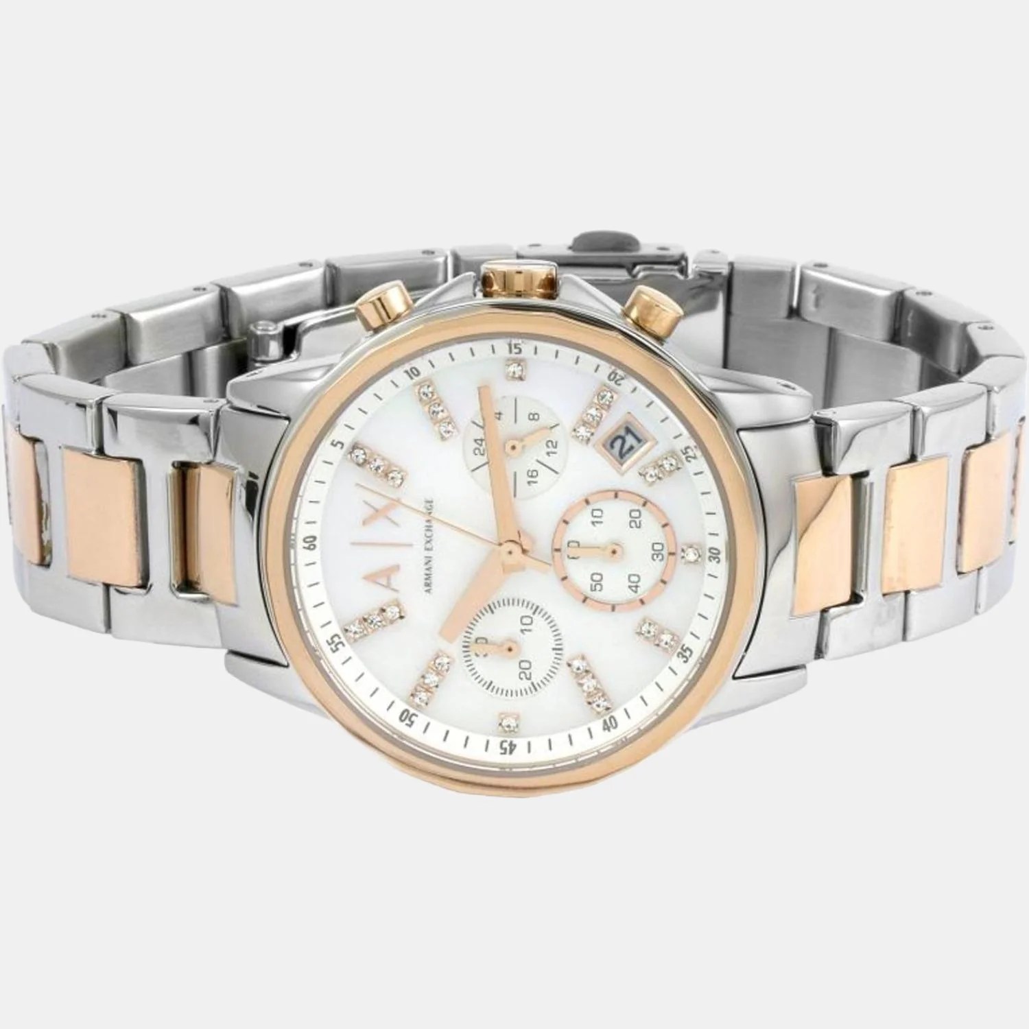 Lady Banks Women Quartz Mother Of Pearl Dial Chronograph Stainless Steel Watch AX4331 - Image 4