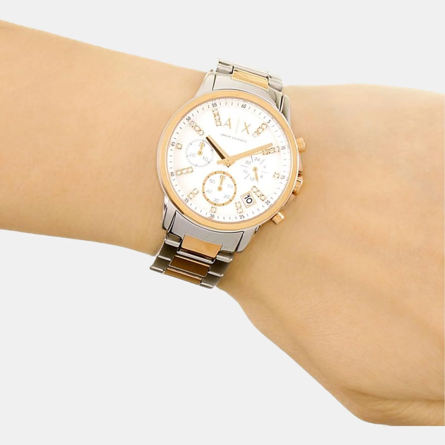 Lady Banks Women Quartz Mother Of Pearl Dial Chronograph Stainless Steel Watch AX4331 - Image 5
