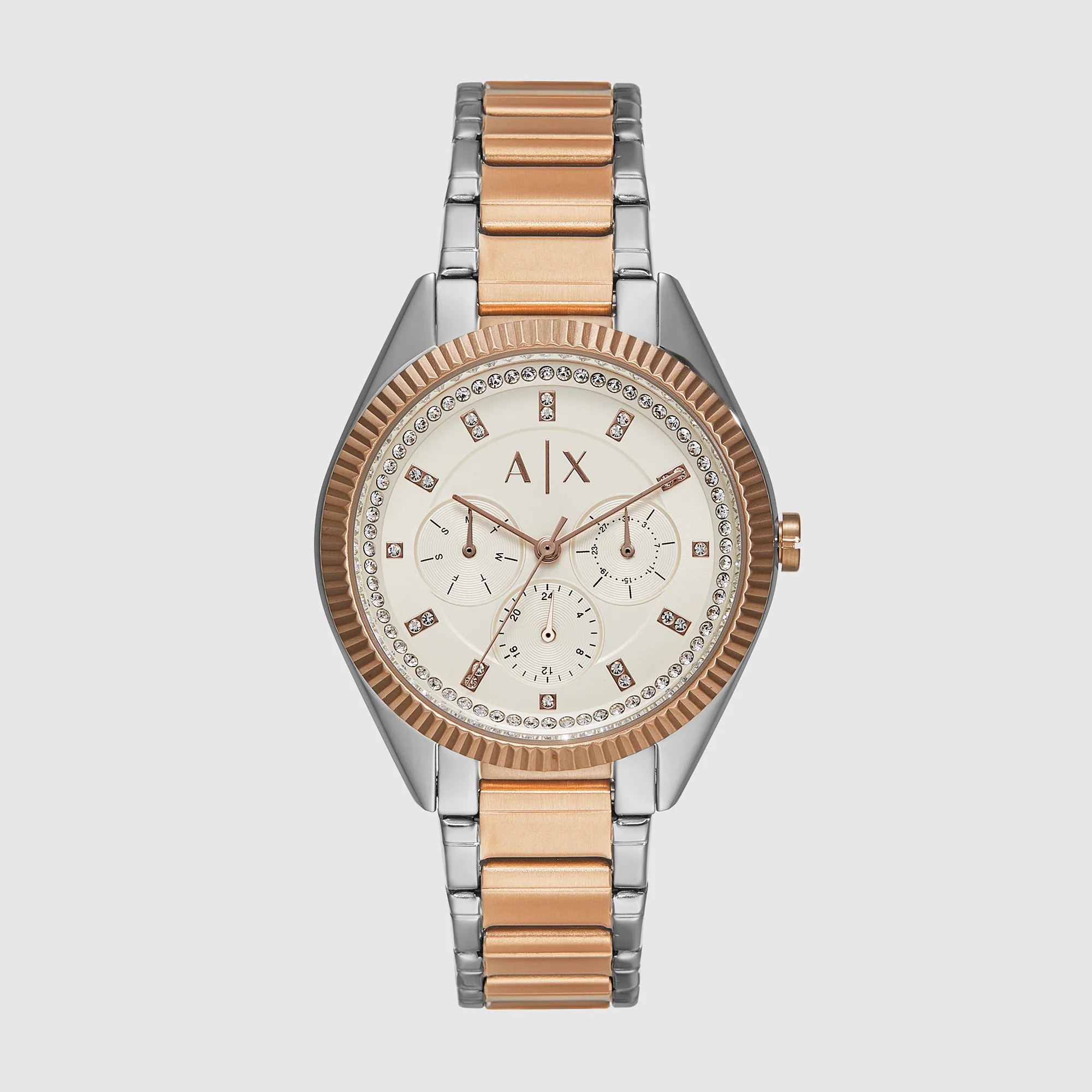 Lady Giacomo Women Quartz Cream Dial Multi-Function Stainless Steel Watch AX5662