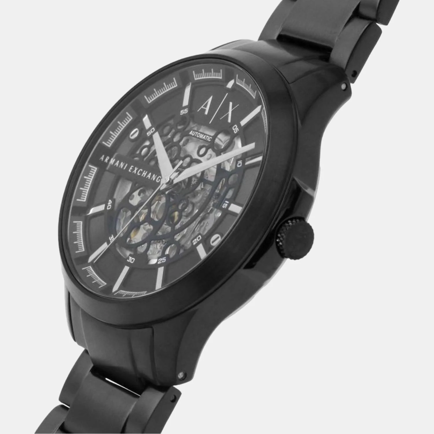 Men Automatic Black Dial Analog Stainless Steel Watch AX2418 - Image 7