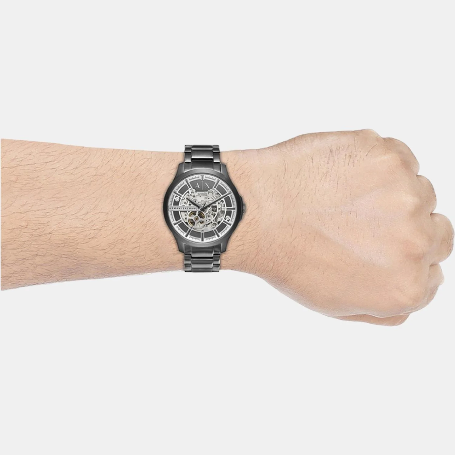 Men Automatic Grey Dial Analog Stainless Steel Watch AX2417 - Image 6
