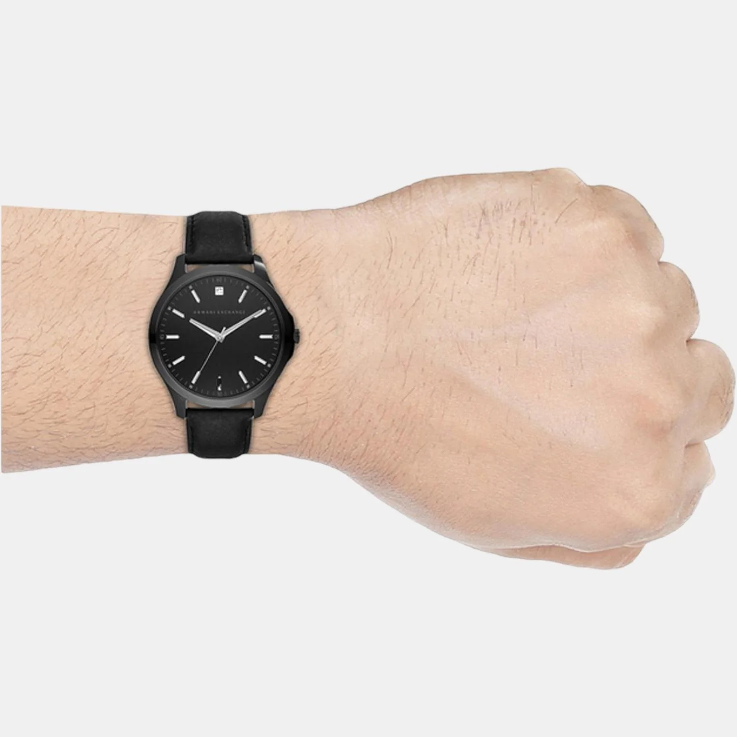 Men Quartz Black Dial Analog Leather Watch AX2171 - Image 3