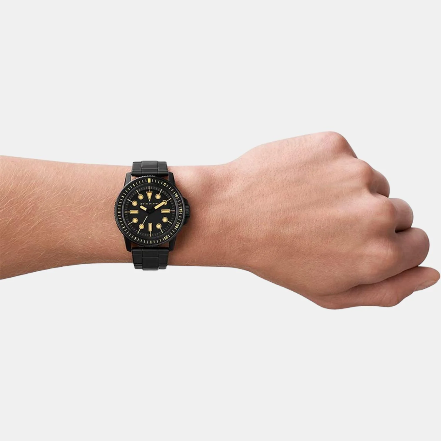 Men Quartz Black Dial Analog Stainless Steel Watch AX1855 - Image 2