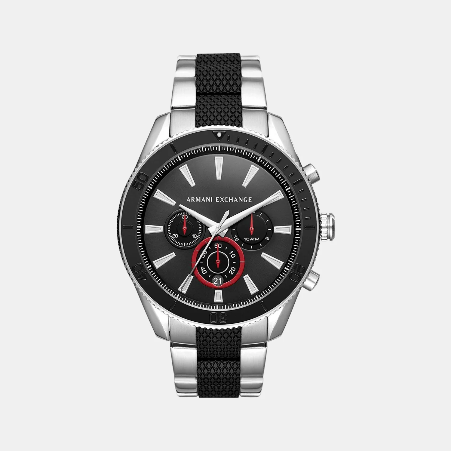 Men Quartz Black Dial Chronograph Stainless Steel Watch AX1813