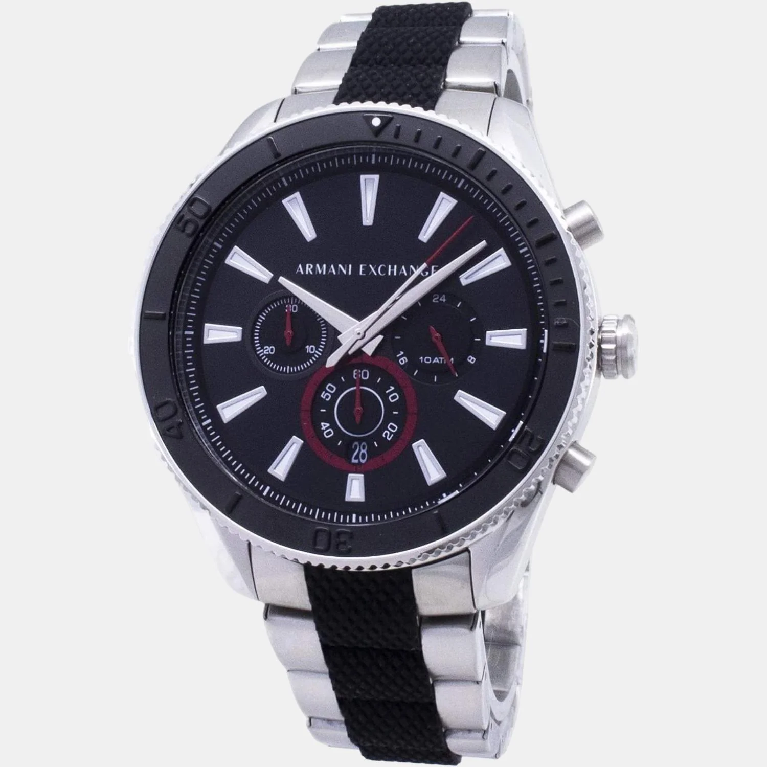 Men Quartz Black Dial Chronograph Stainless Steel Watch AX1813 - Image 2