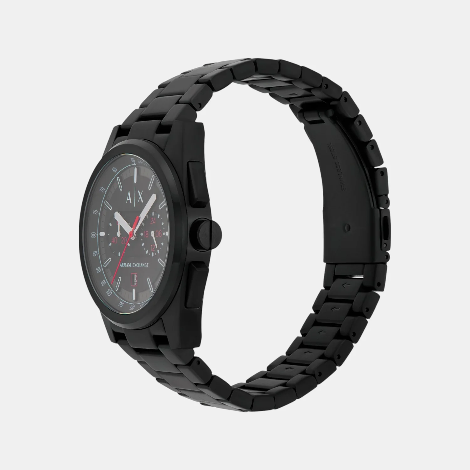 Men Quartz Black Dial Chronograph Stainless Steel Watch AX2864 - Image 6