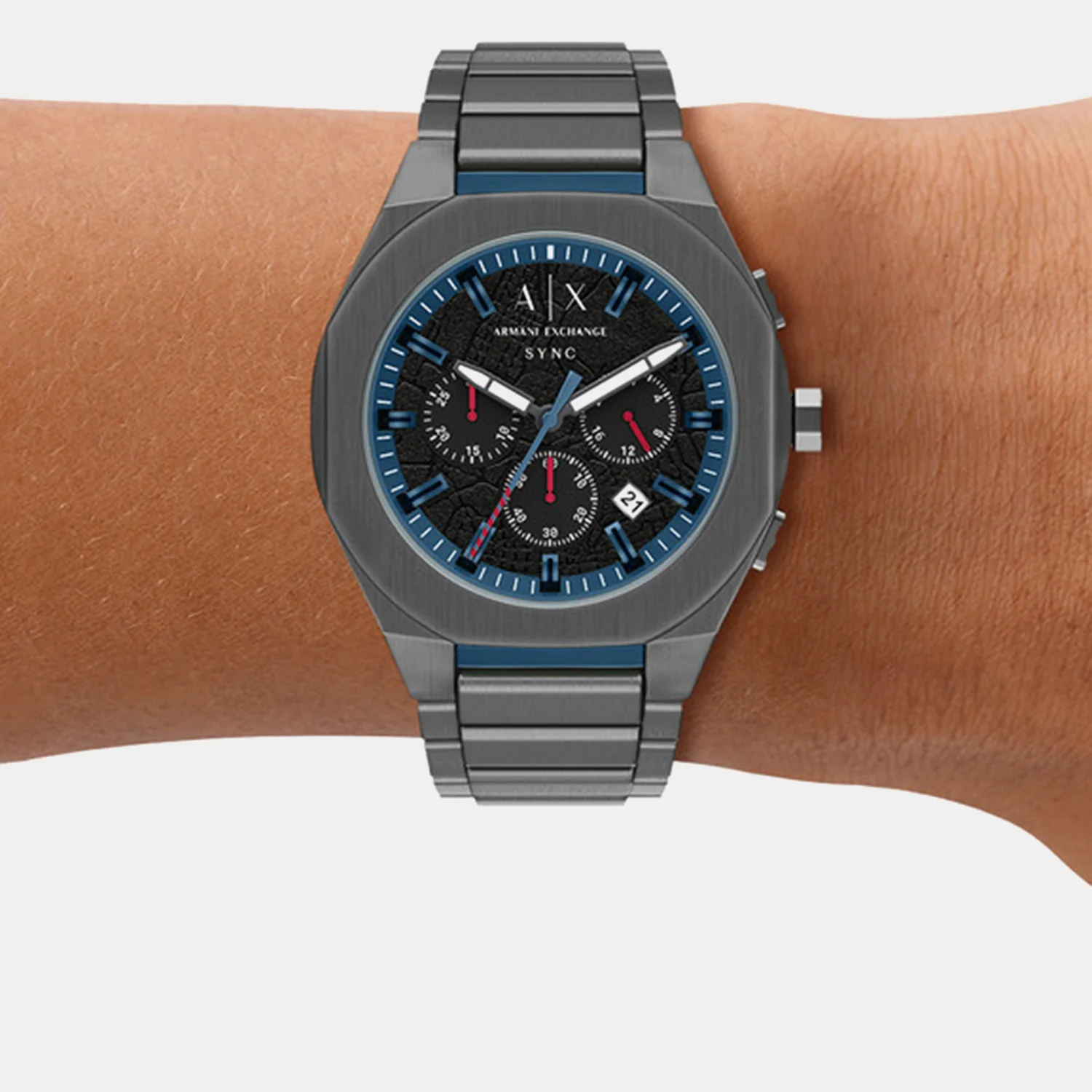 Men Quartz Black Dial Chronograph Stainless Steel Watch AX4295 - Image 3