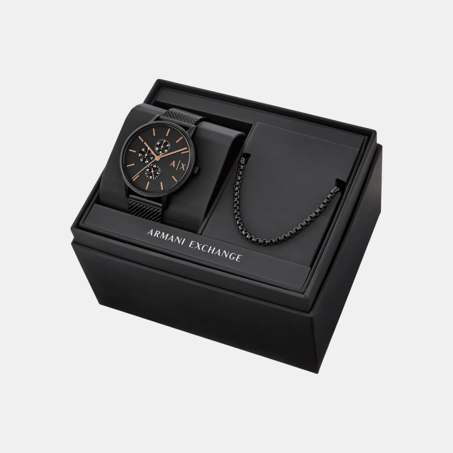 Men Quartz Black Dial Chronograph Stainless Steel Watch AX7162SET - Image 10