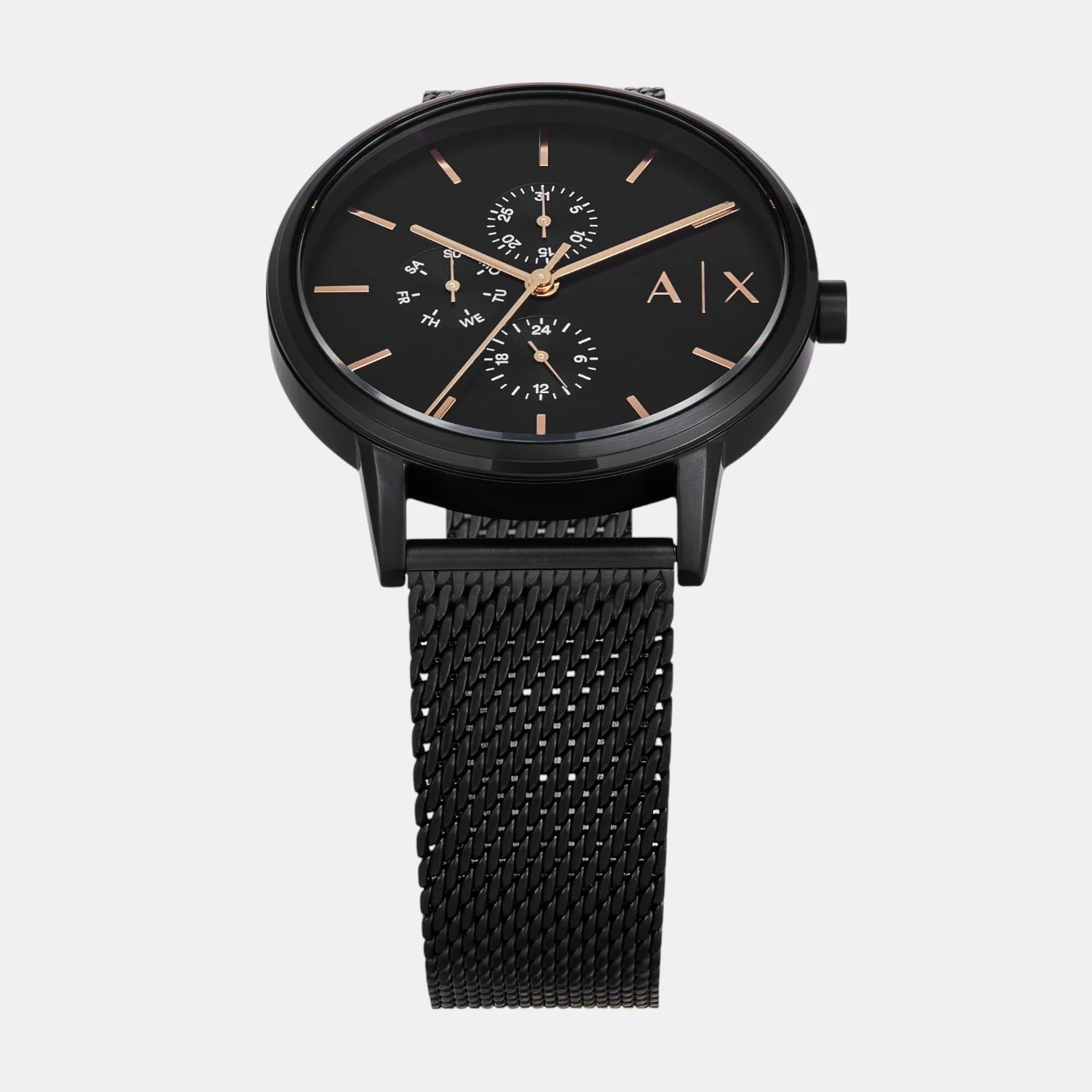 Men Quartz Black Dial Chronograph Stainless Steel Watch AX7162SET - Image 3