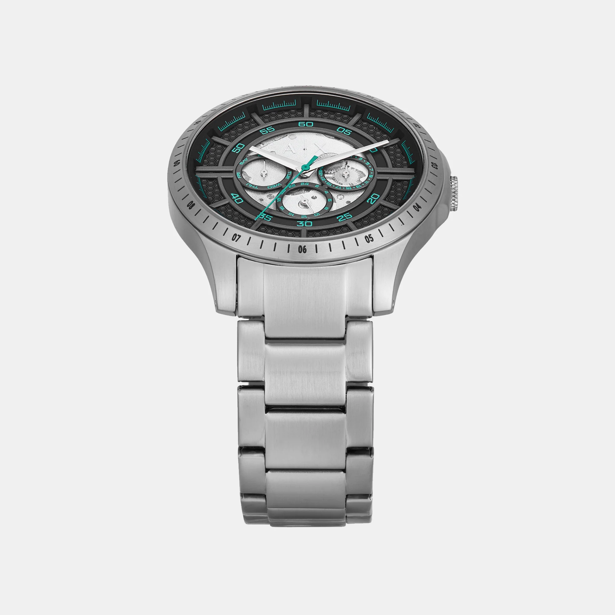 Men Quartz Black Dial Multi-Function Stainless Steel Watch AX2459 - Image 4