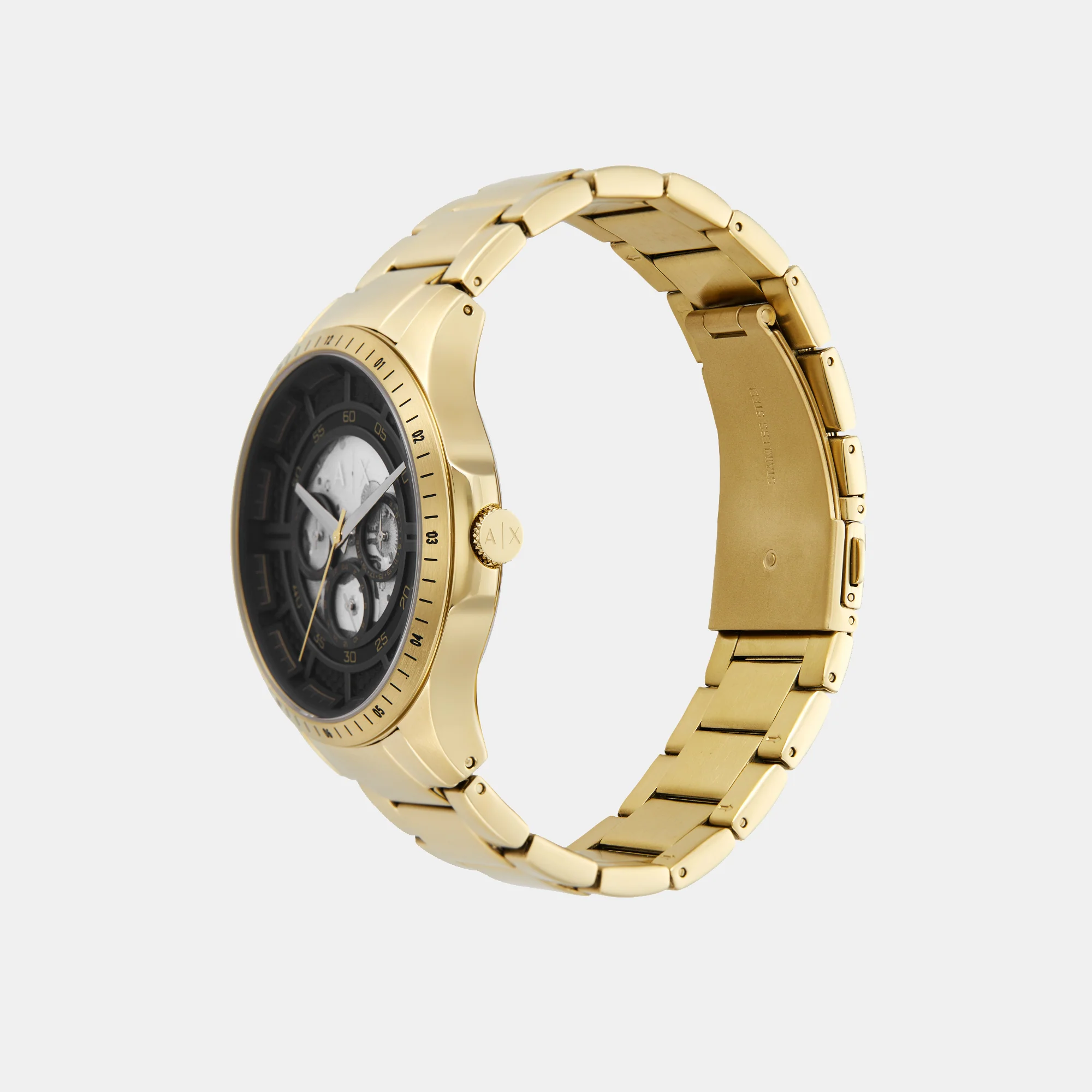 Men Quartz Black Dial Multi-Function Stainless Steel Watch AX2461 - Image 4