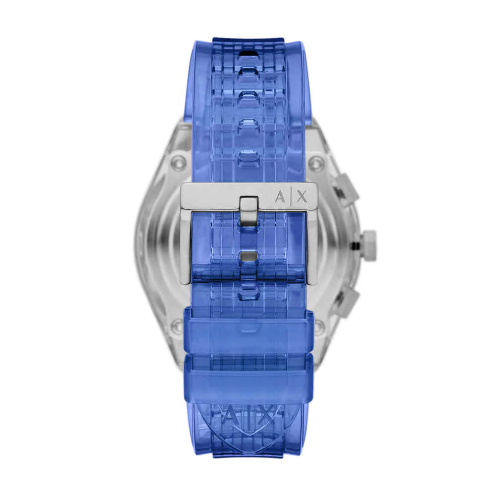 Men Quartz Blue Dial Chronograph Polyurethane Watch AX4166 - Image 5