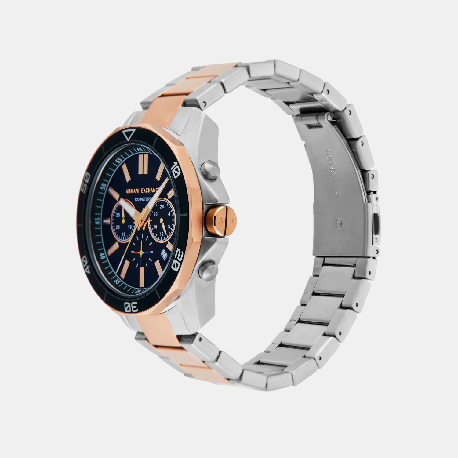 Men Quartz Blue Dial Chronograph Stainless Steel Watch AX1965 - Image 4
