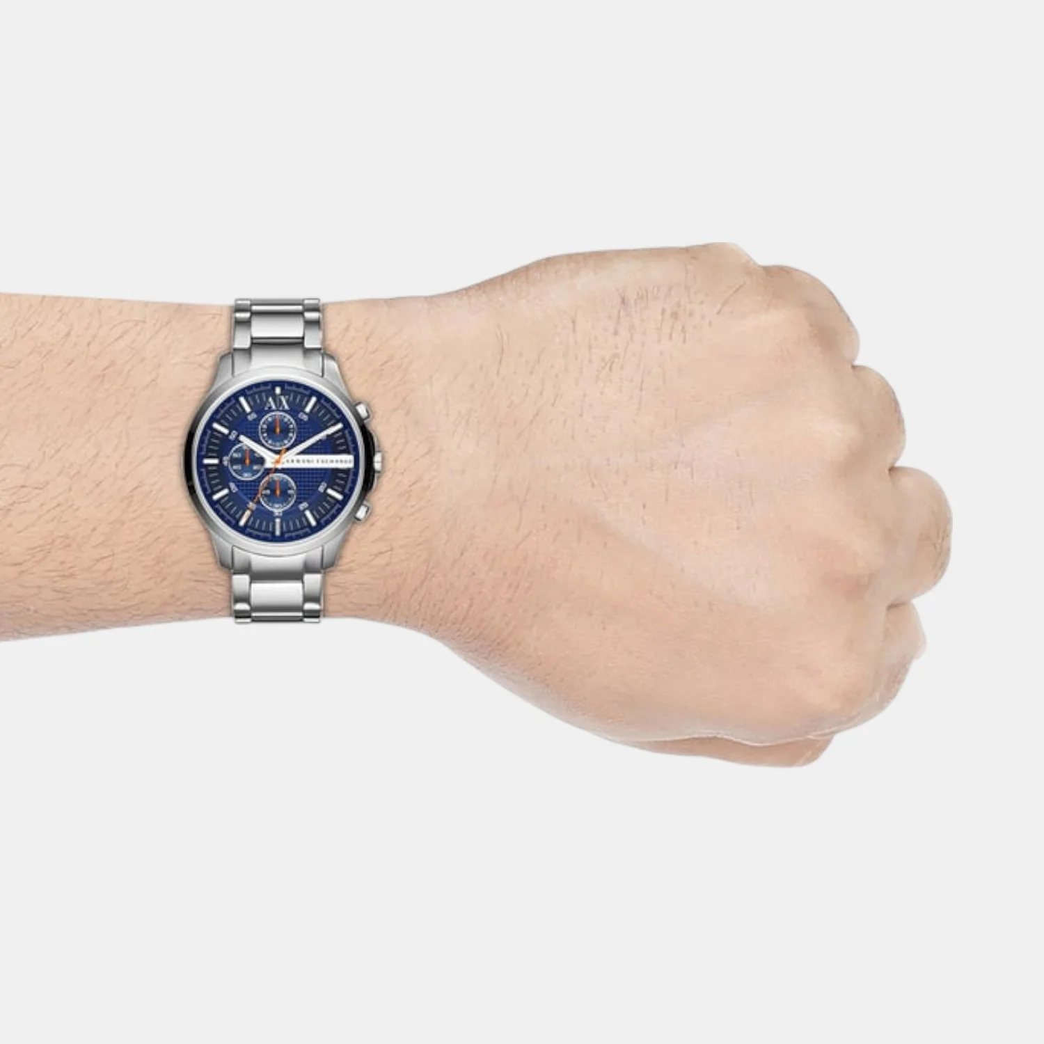 Men Quartz Blue Dial Chronograph Stainless Steel Watch AX2155 - Image 4