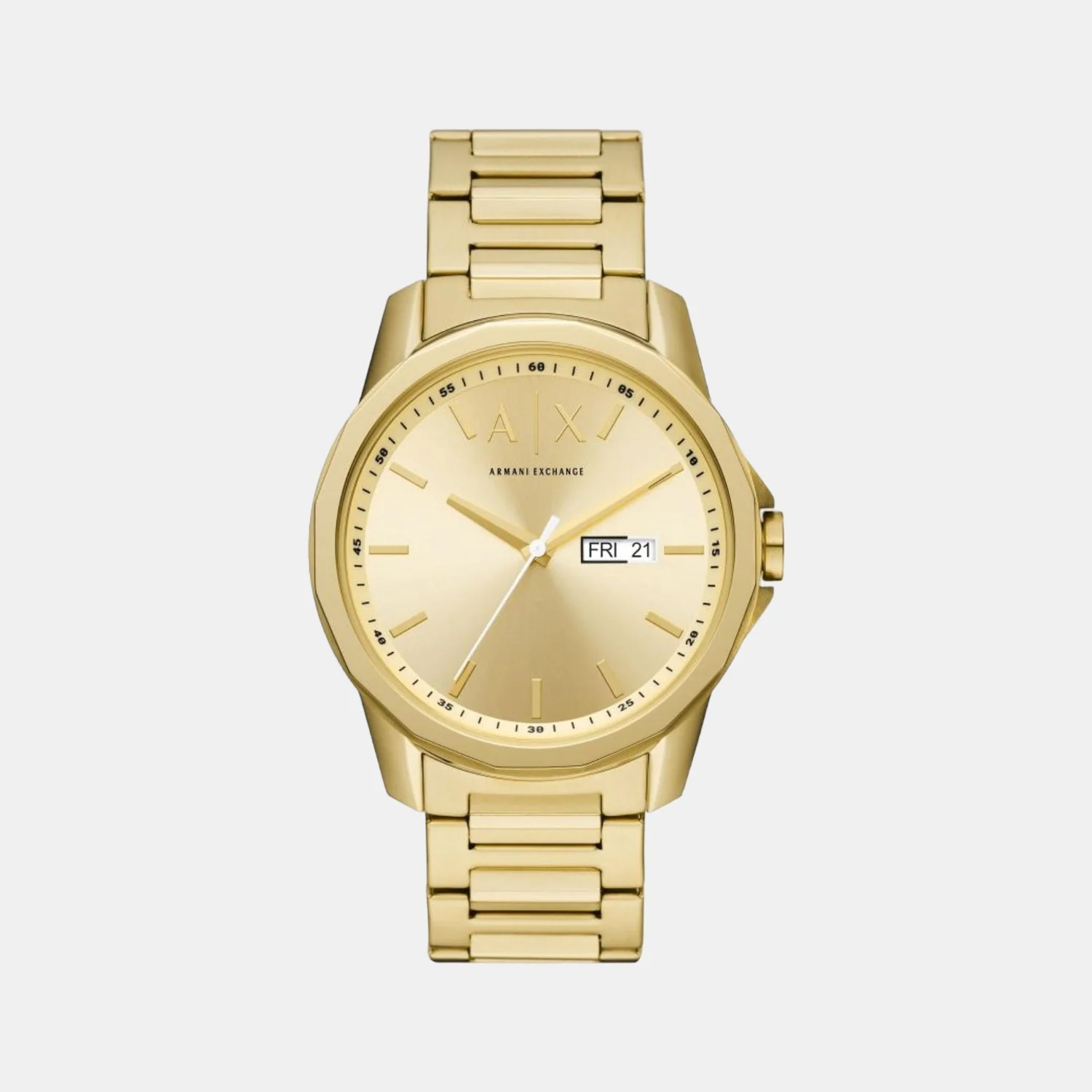 Men Quartz Gold Dial Analog Stainless Steel Watch AX1734