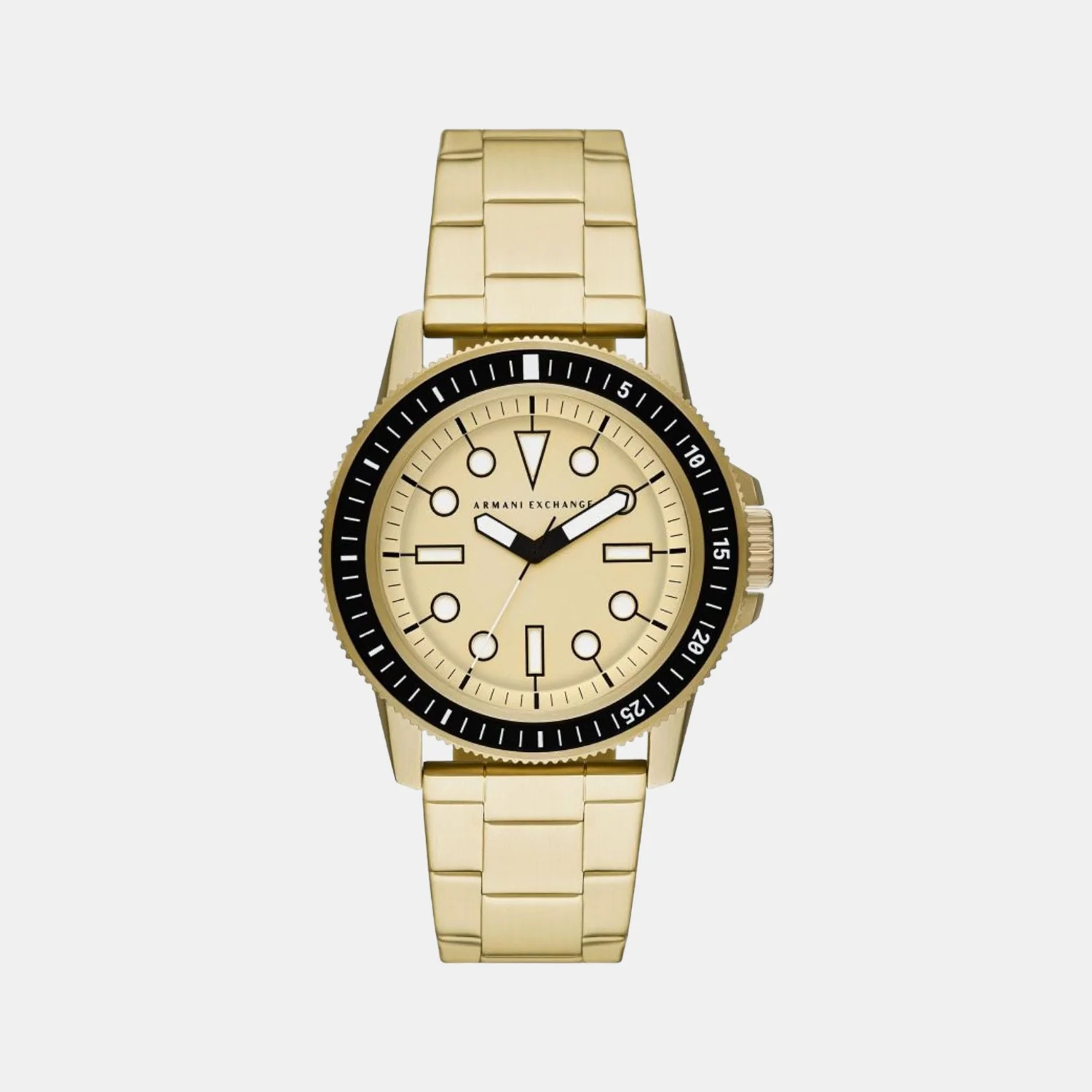 Men Quartz Gold Dial Analog Stainless Steel Watch AX1854