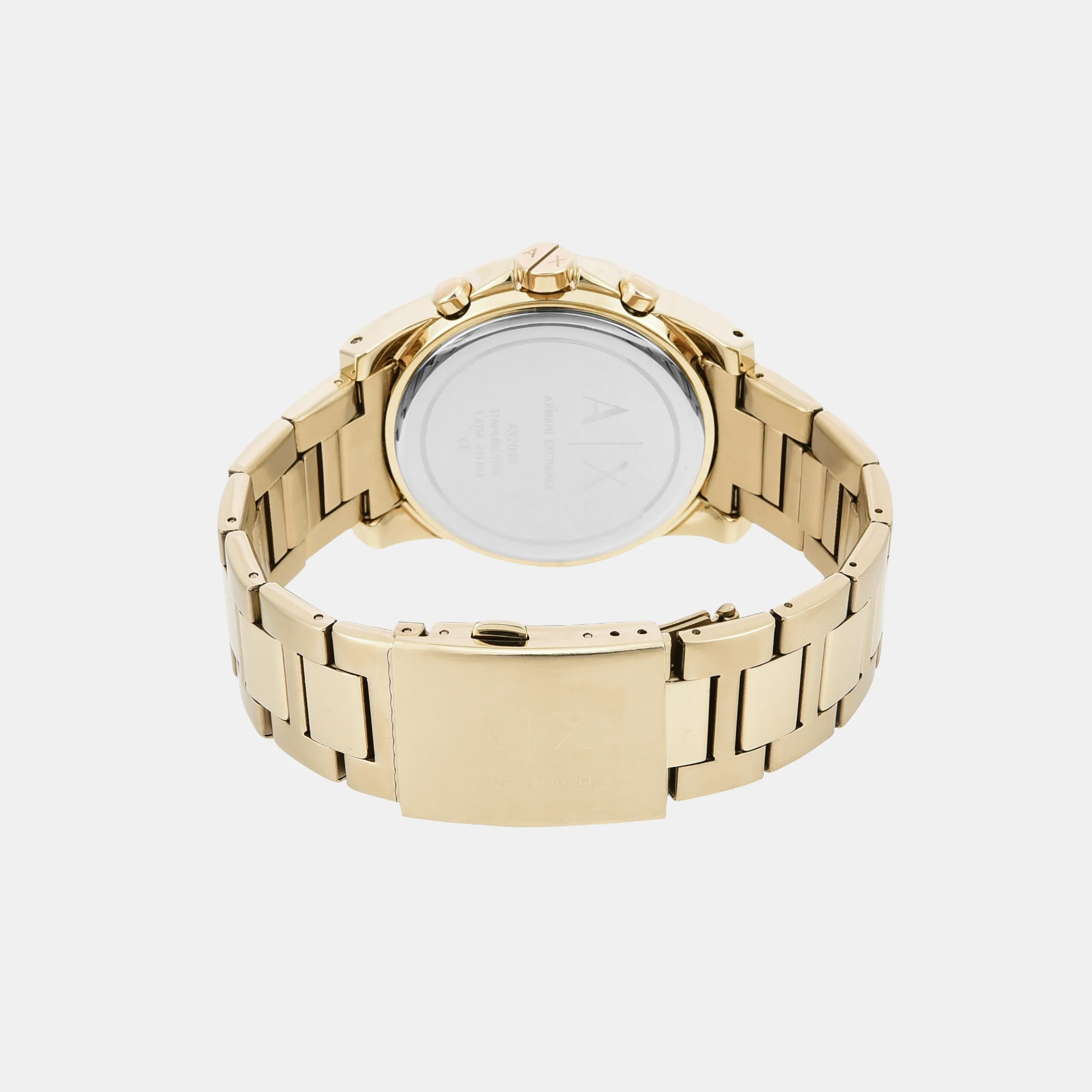 Men Quartz Gold Dial Chronograph Stainless Steel Watch AX2099 - Image 8