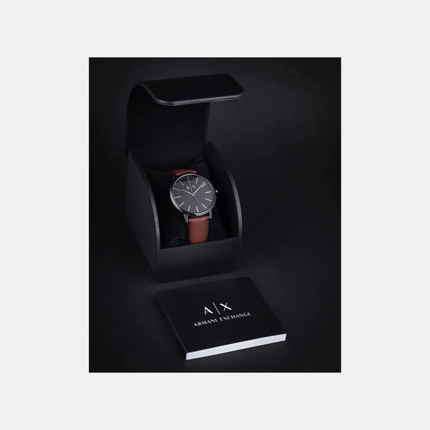 Men Quartz Grey Dial Analog Leather Watch AX2764 - Image 4