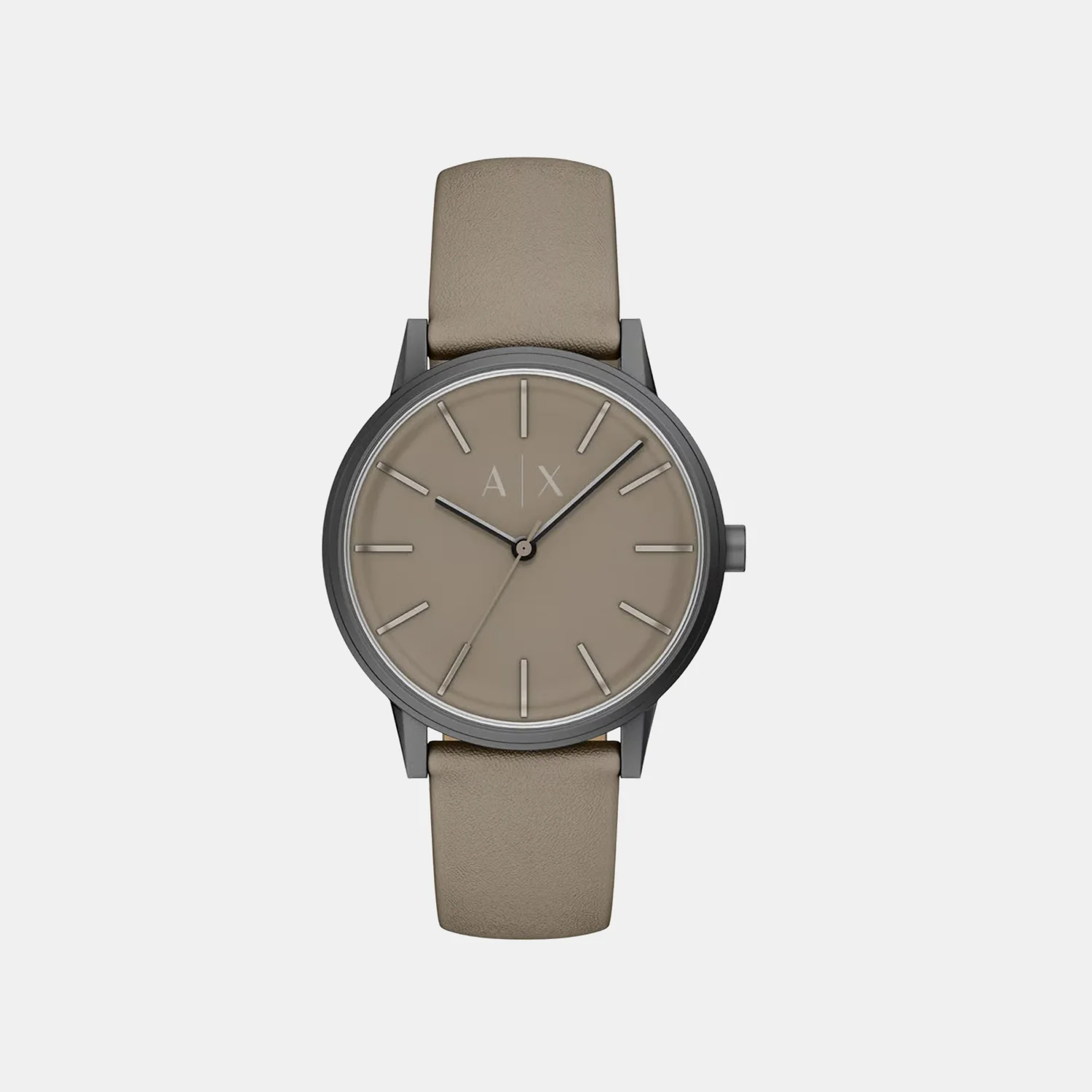 Men Quartz Grey Dial Analog Leather Watch AX2766