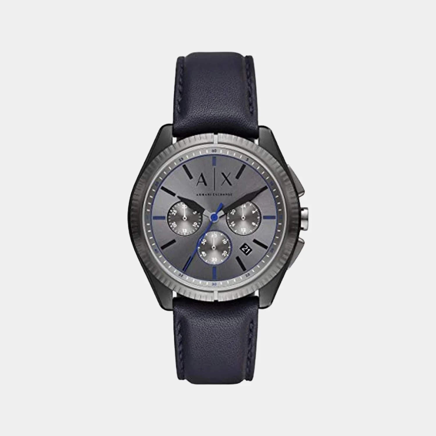 Men Quartz Grey Dial Chronograph Leather Watch AX2855